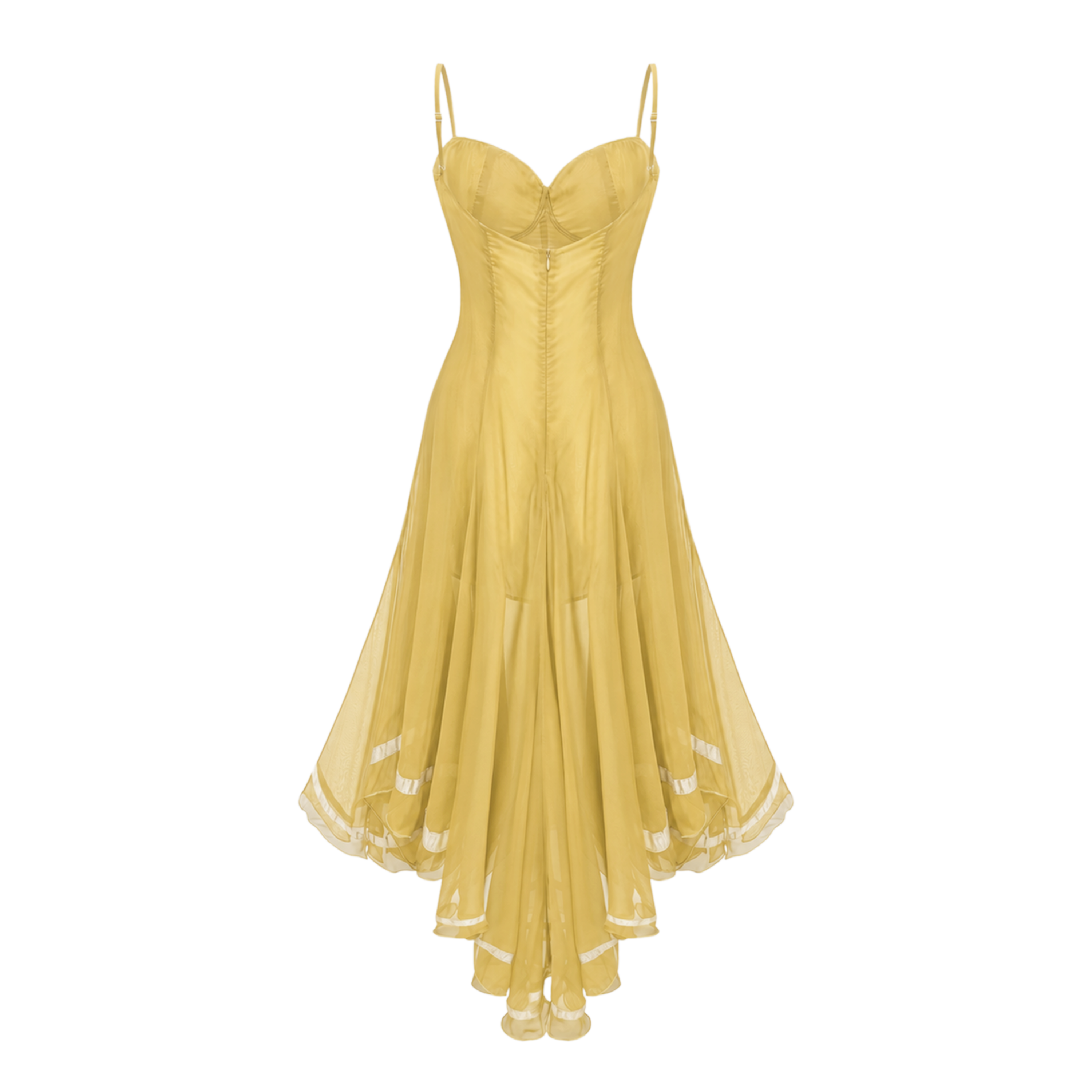 Nuria Yellow Asymmetrical Midi Dress