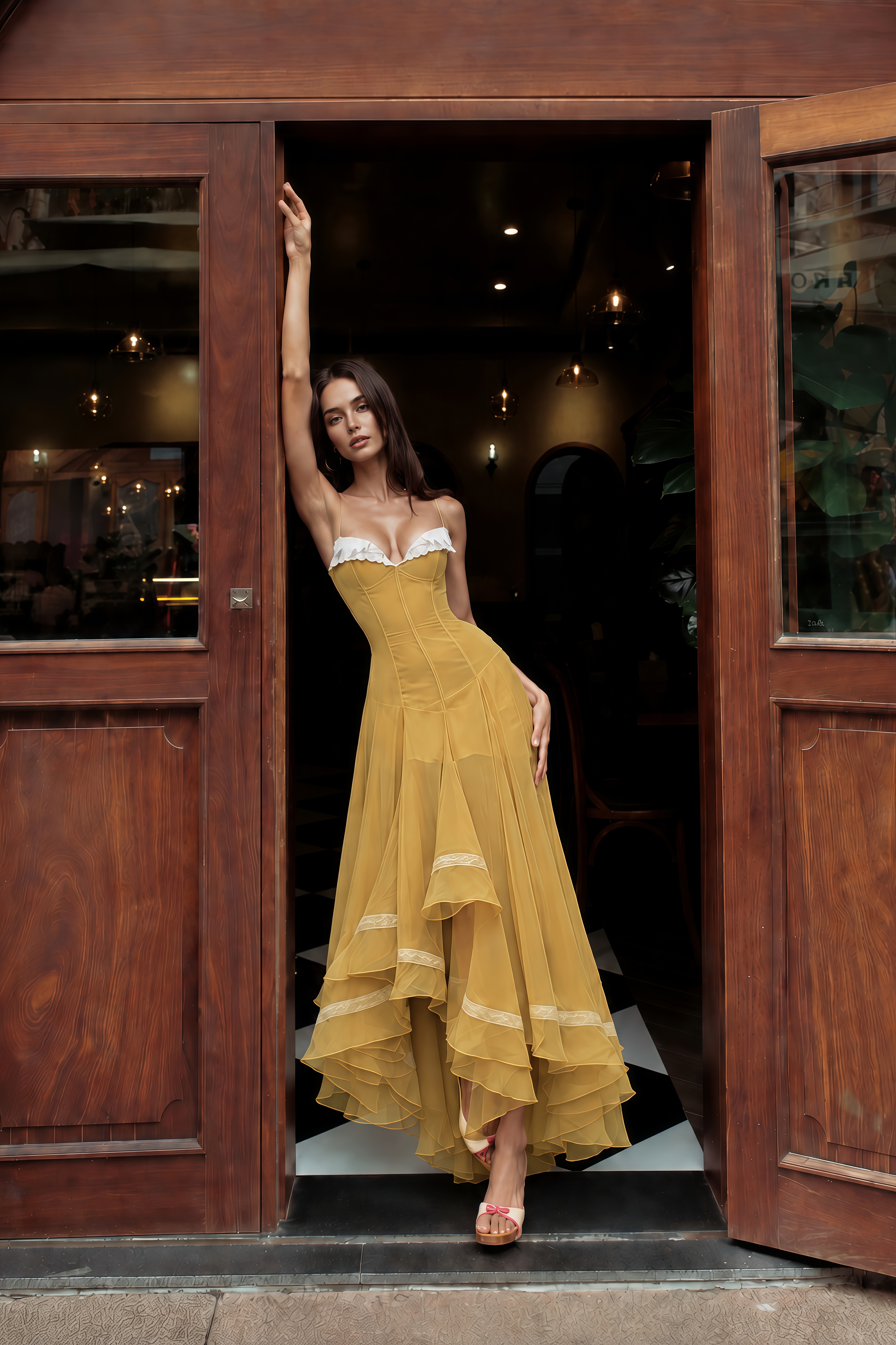 Nuria Yellow Asymmetrical Midi Dress