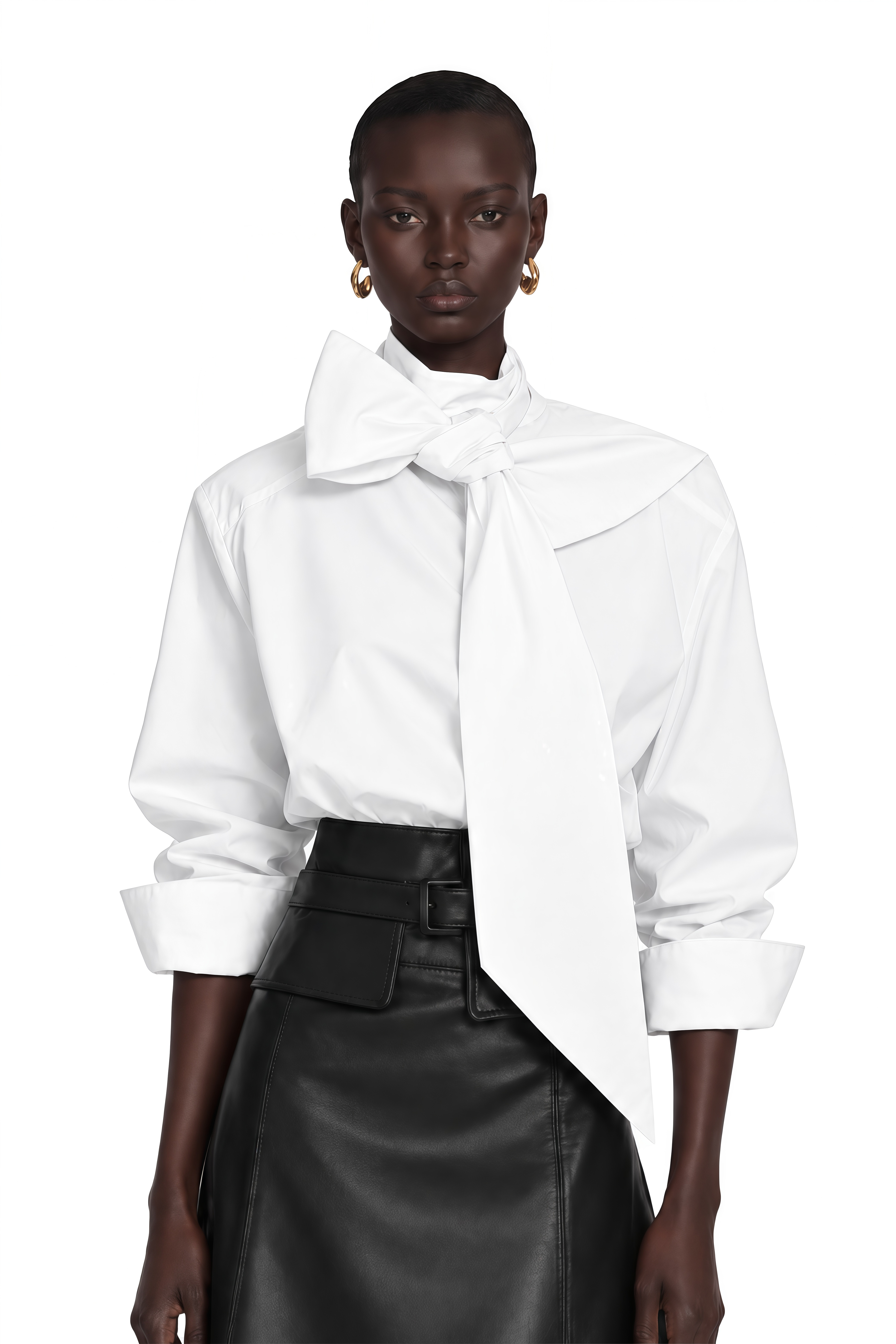 Oaklyn White Bow Tie Long Sleeve Blouse