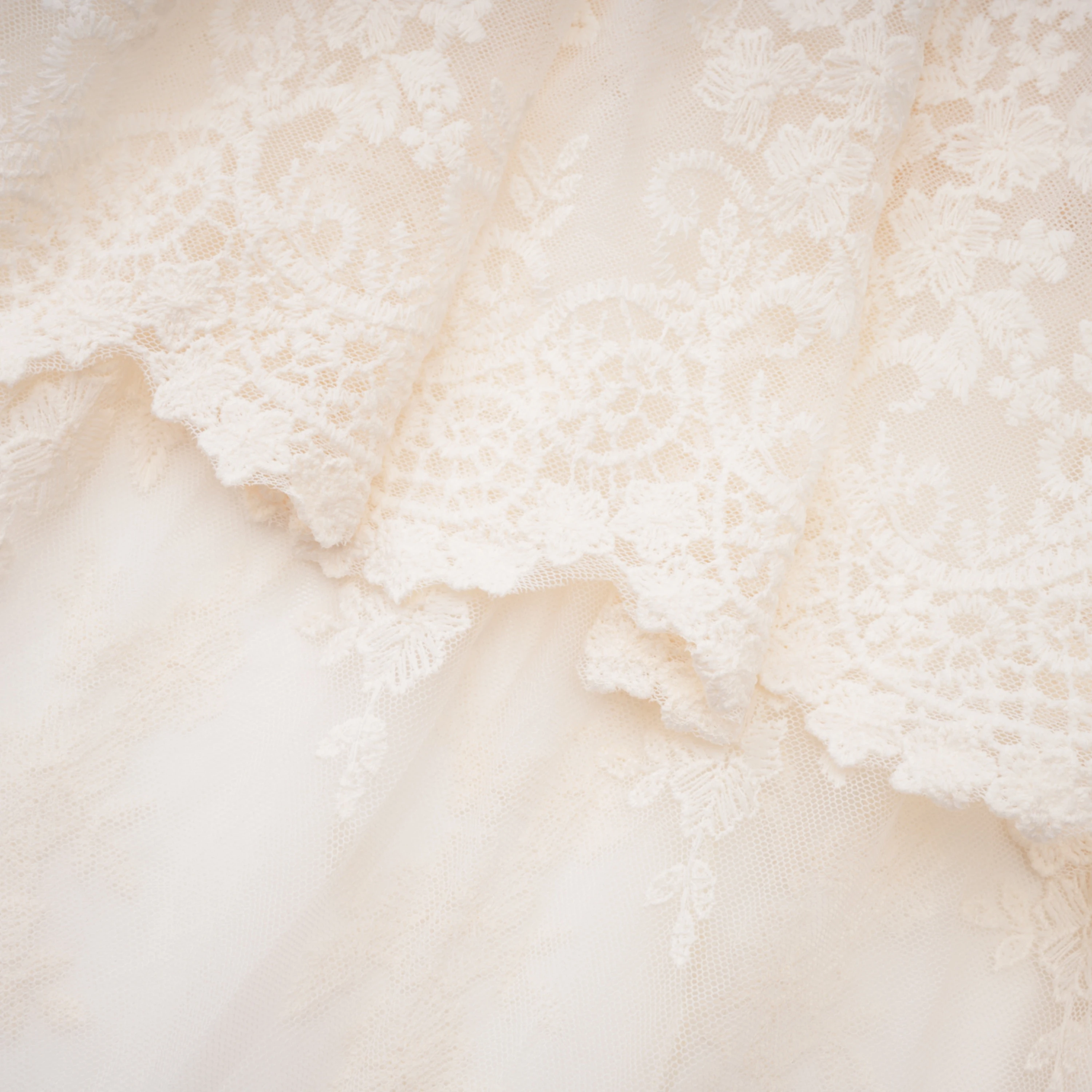Ocean Cream Lace Ruffled Maxi Dress