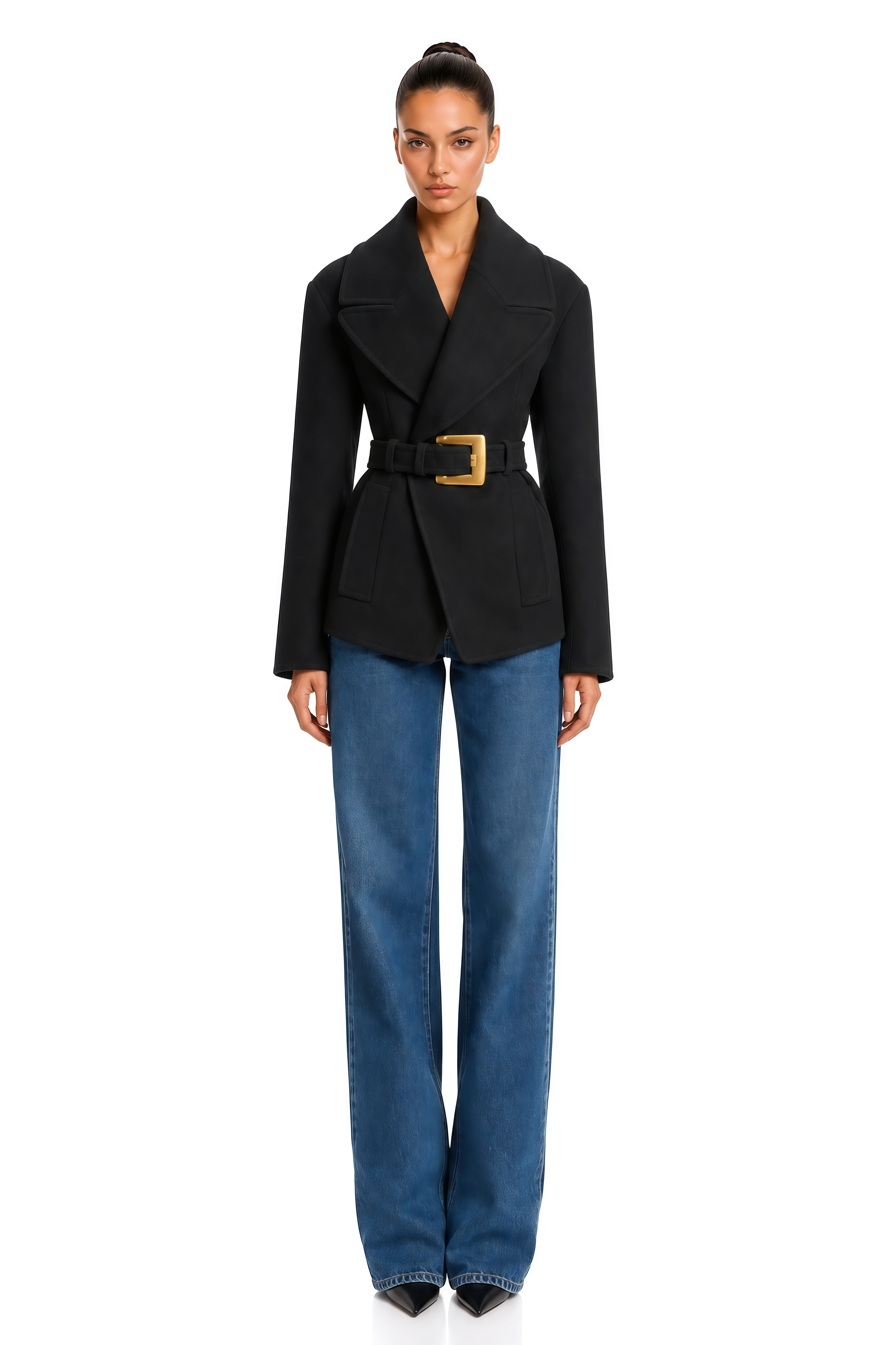 Ofelia Black Belted Tailored Blazer Jacket