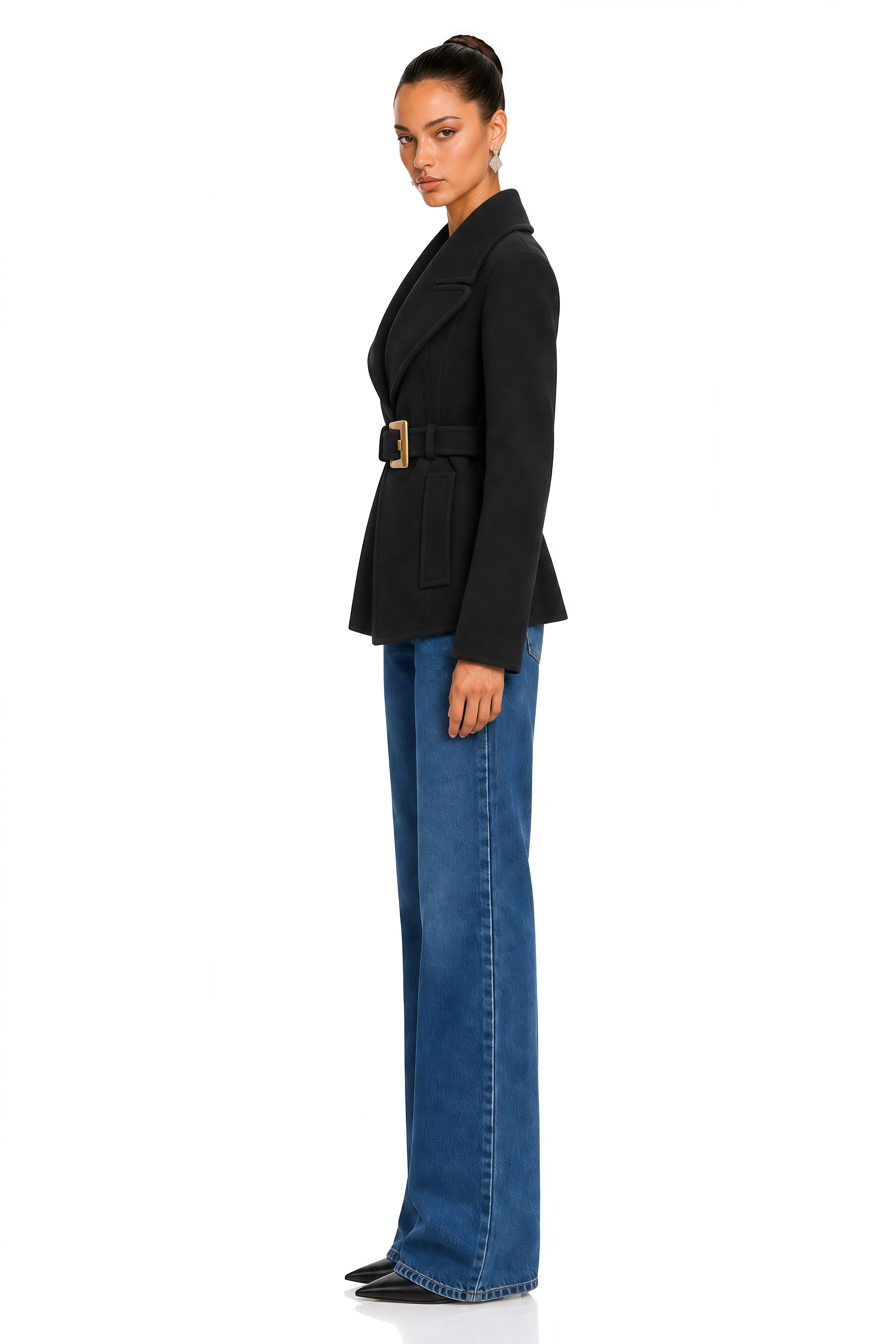 Ofelia Black Belted Tailored Blazer Jacket