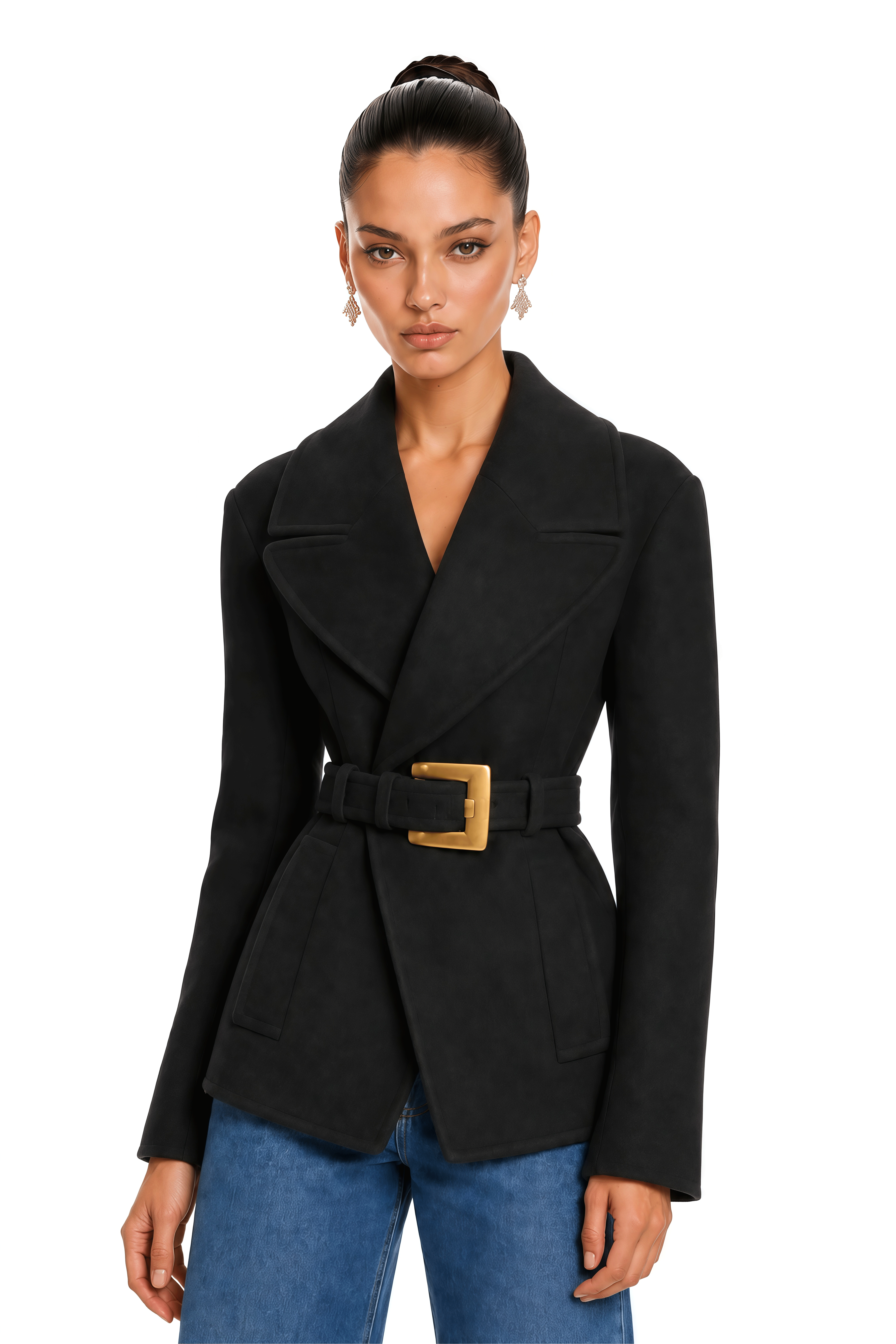 Ofelia Black Belted Tailored Blazer Jacket