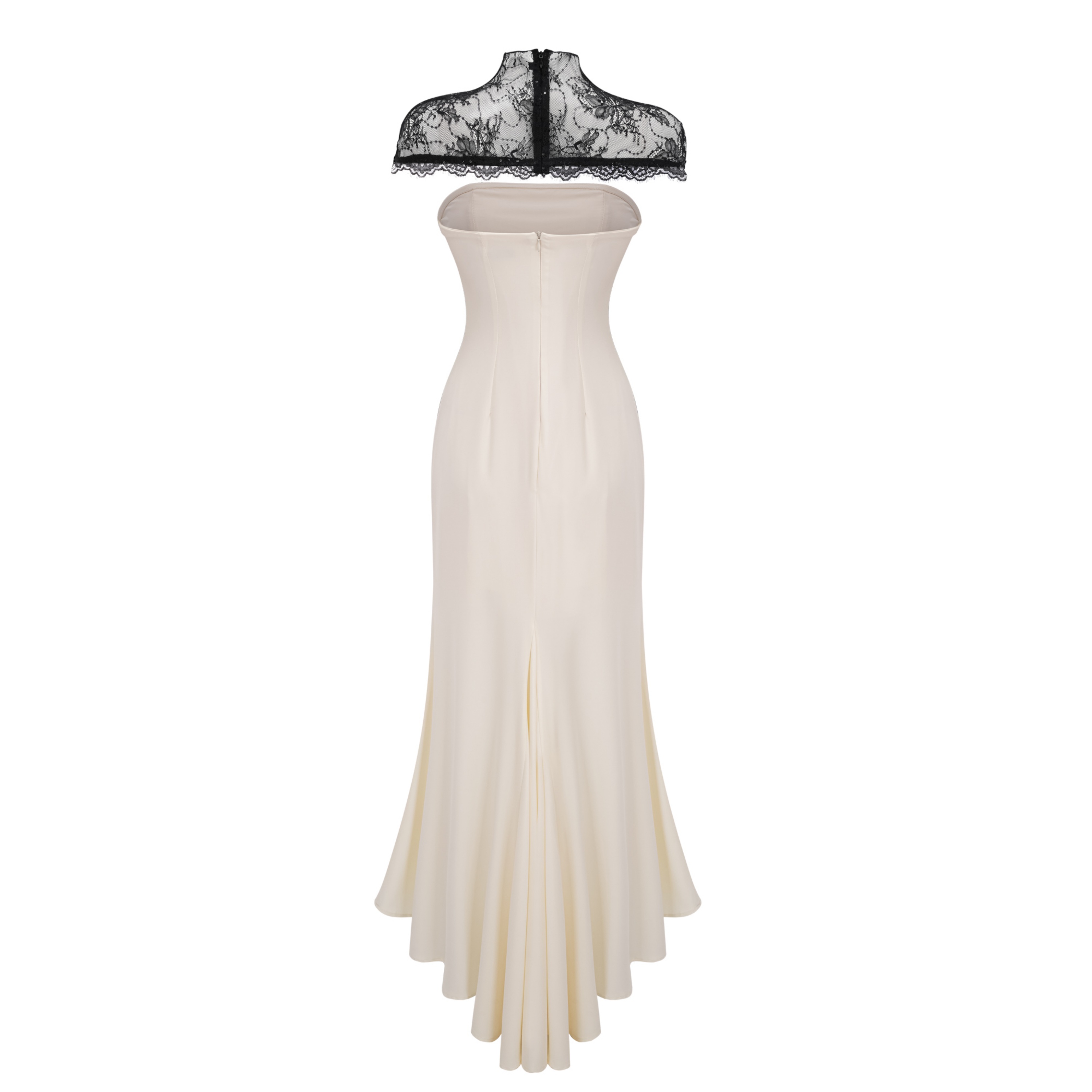 Olinda White Lace Panel Maxi Dress with Cape