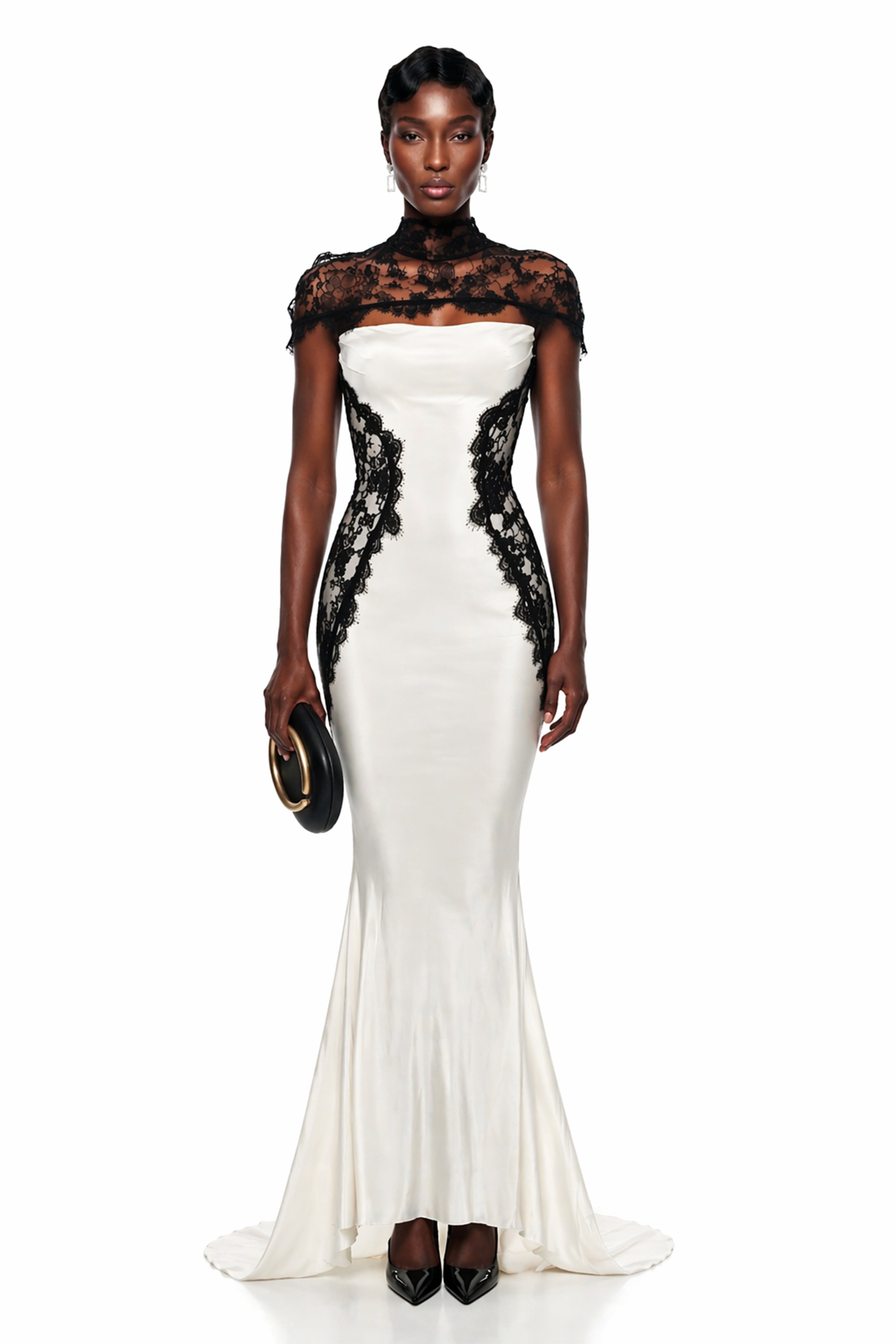 Olinda White Lace Panel Maxi Dress with Cape – Miss Rosier