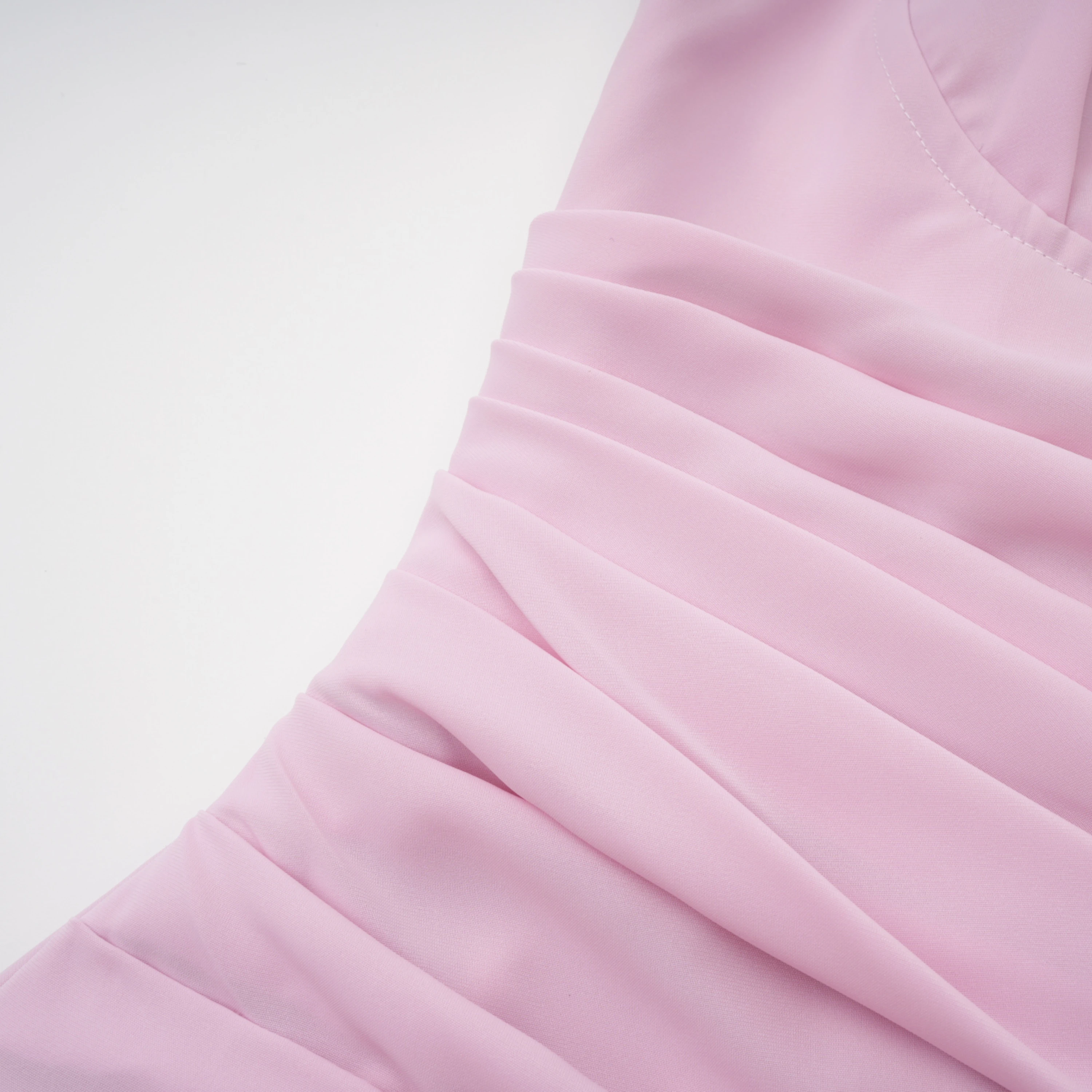 Ombeline Pink Halterneck Ruched Maxi Dress with Slit