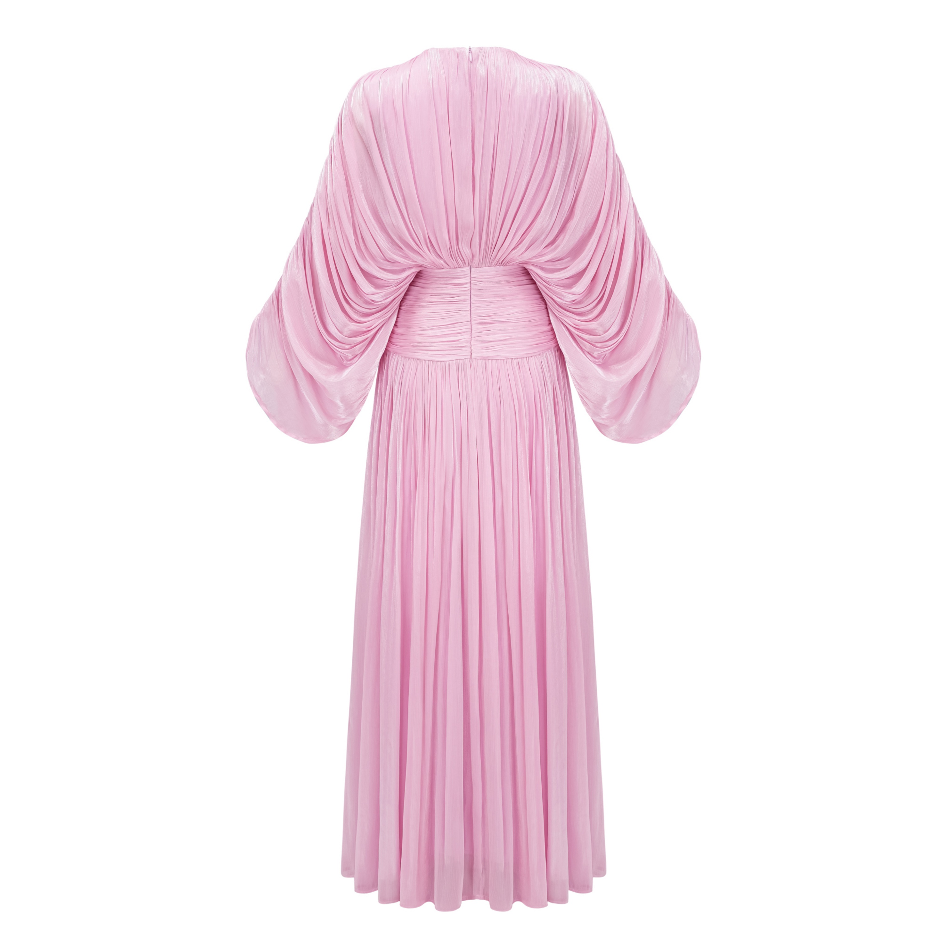 Ophelia Pink Pleated Glossy Maxi Dress