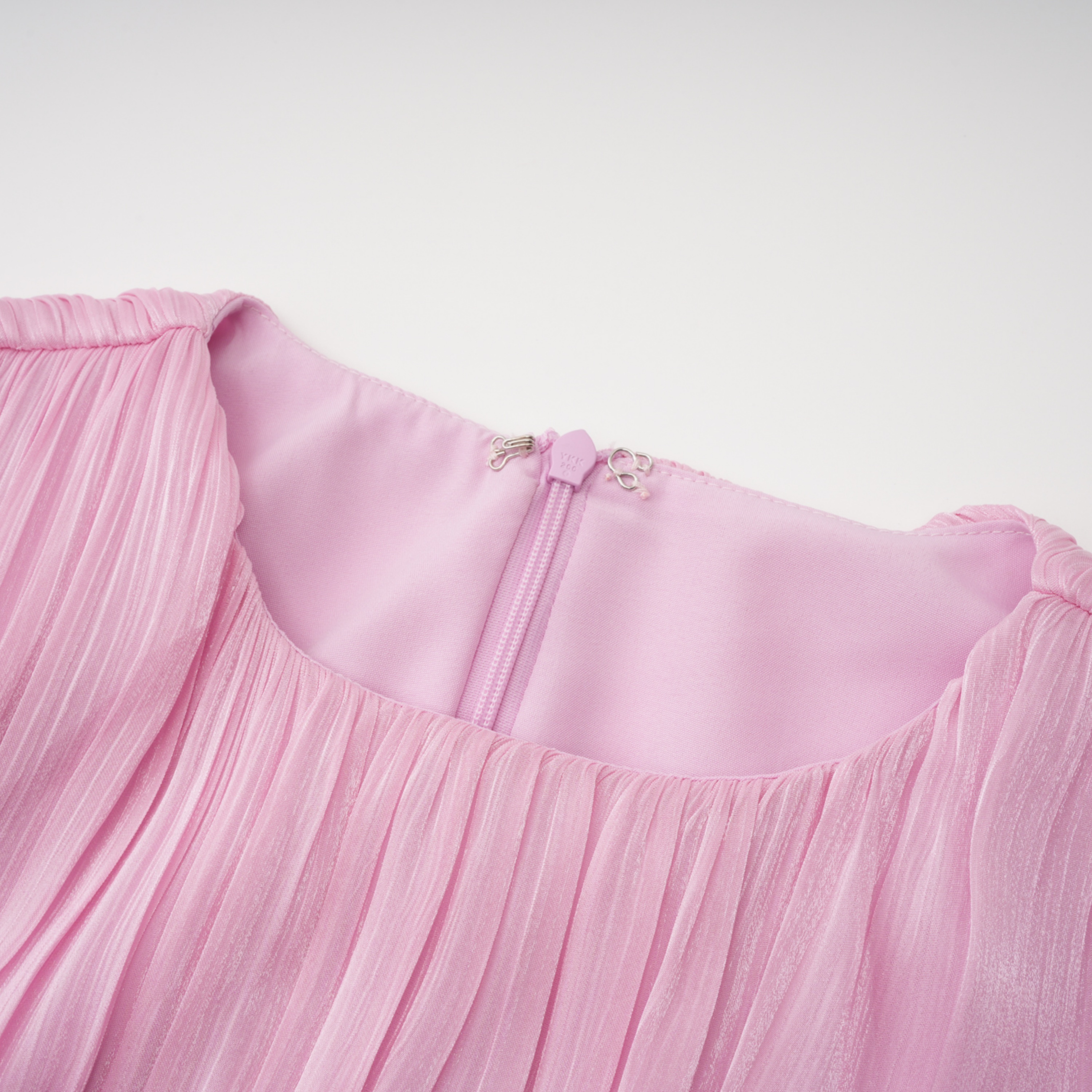 Ophelia Pink Pleated Glossy Maxi Dress
