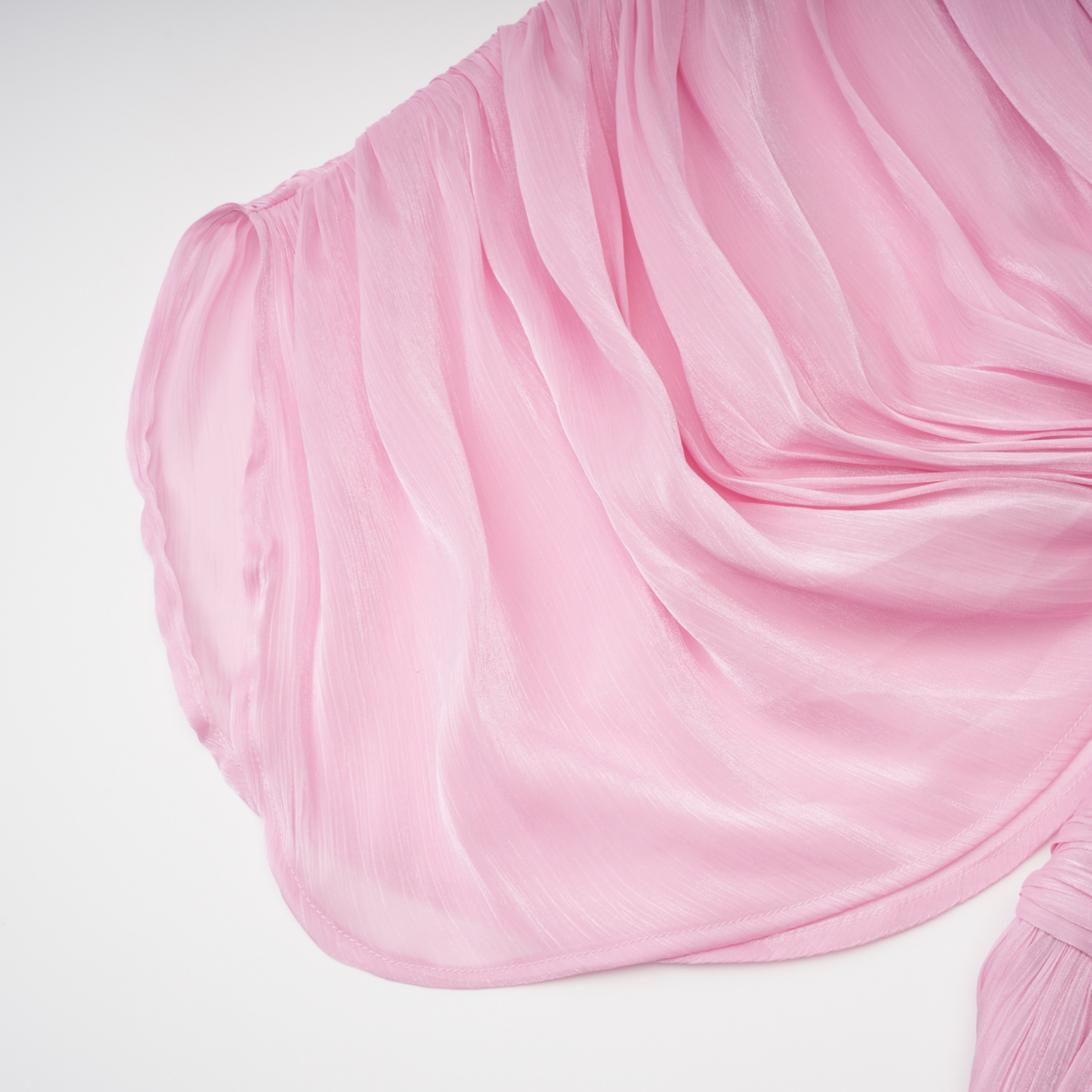 Ophelia Pink Pleated Glossy Maxi Dress