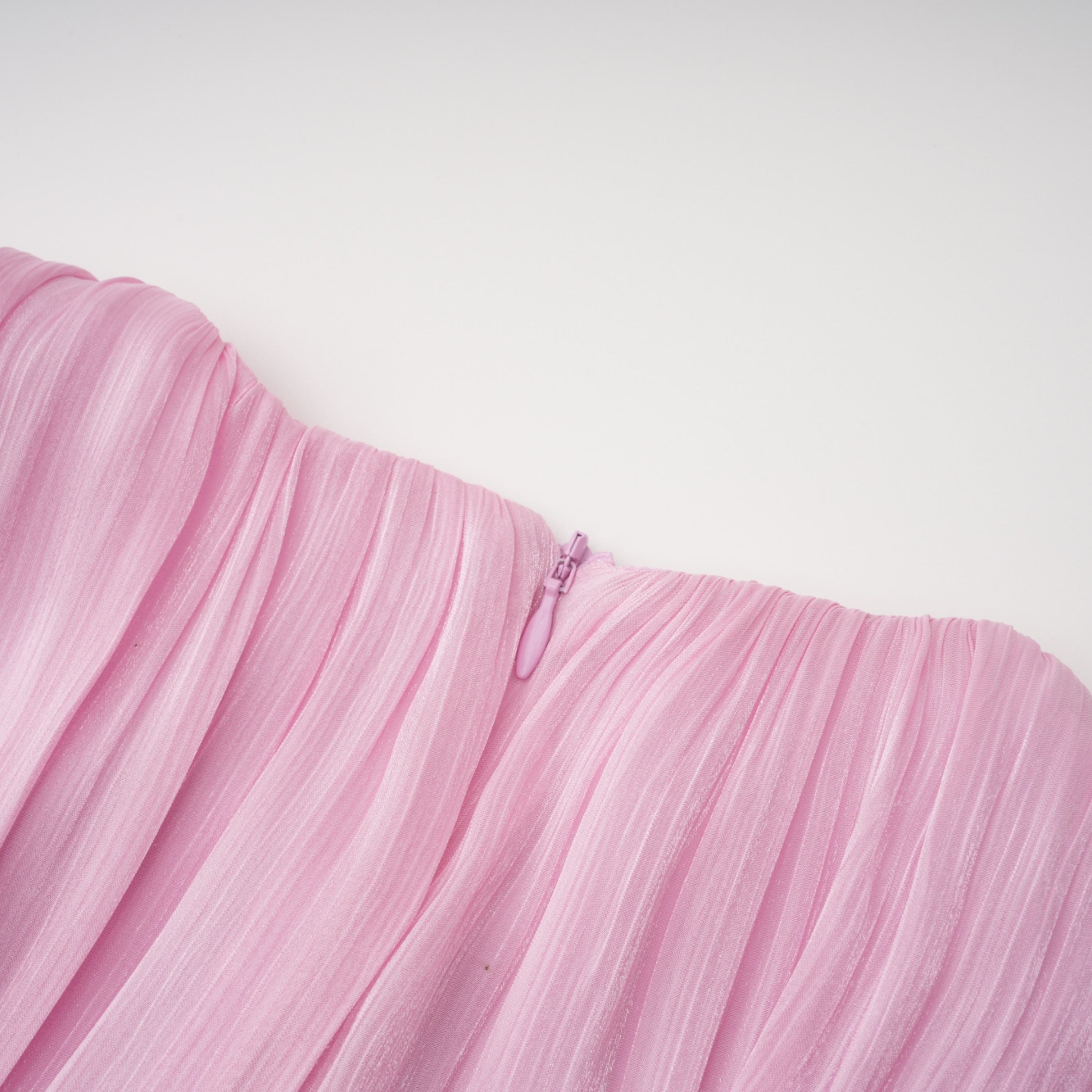 Ophelia Pink Pleated Glossy Maxi Dress