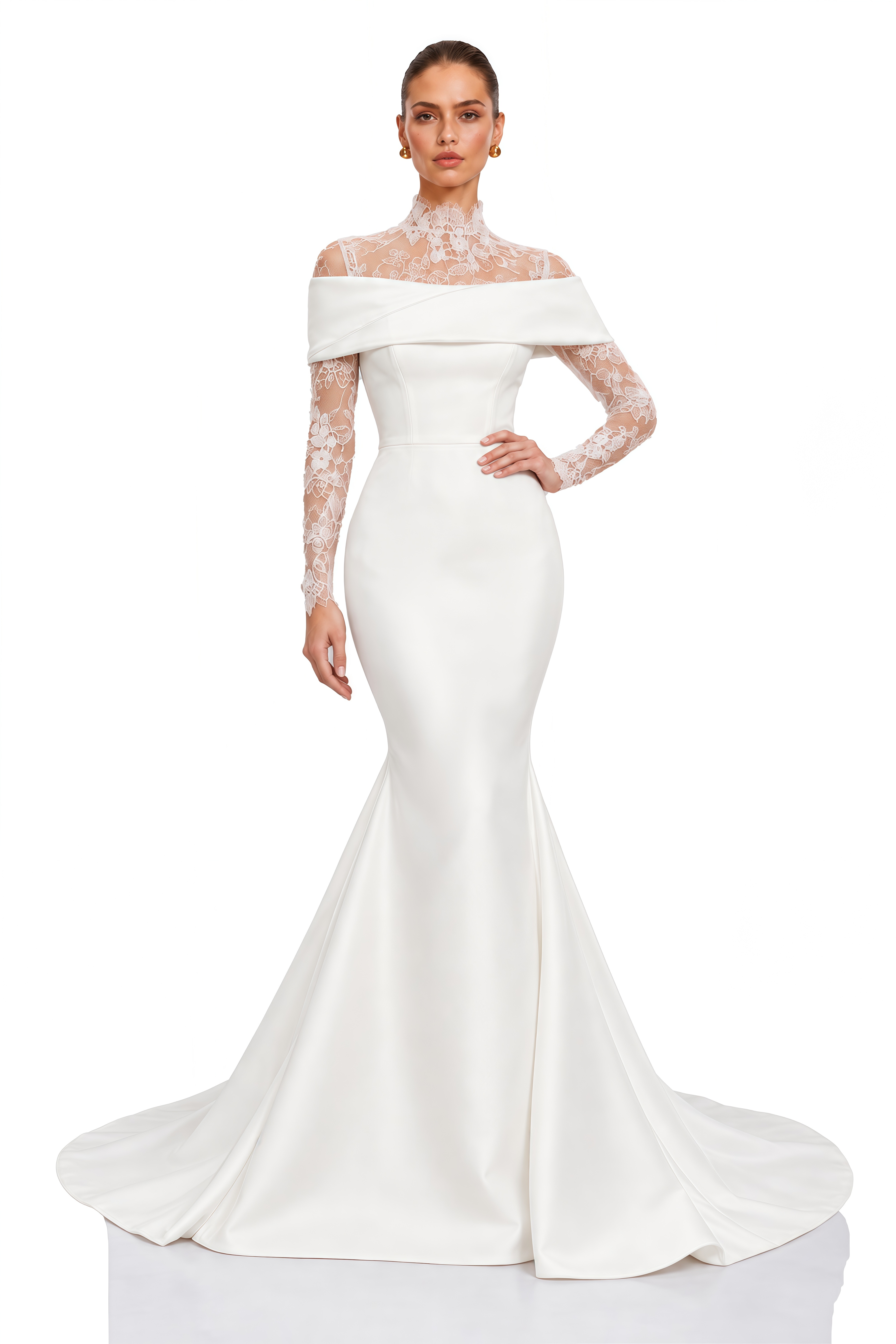 Ophelia White Lace Off Shoulder Mermaid Maxi Dress