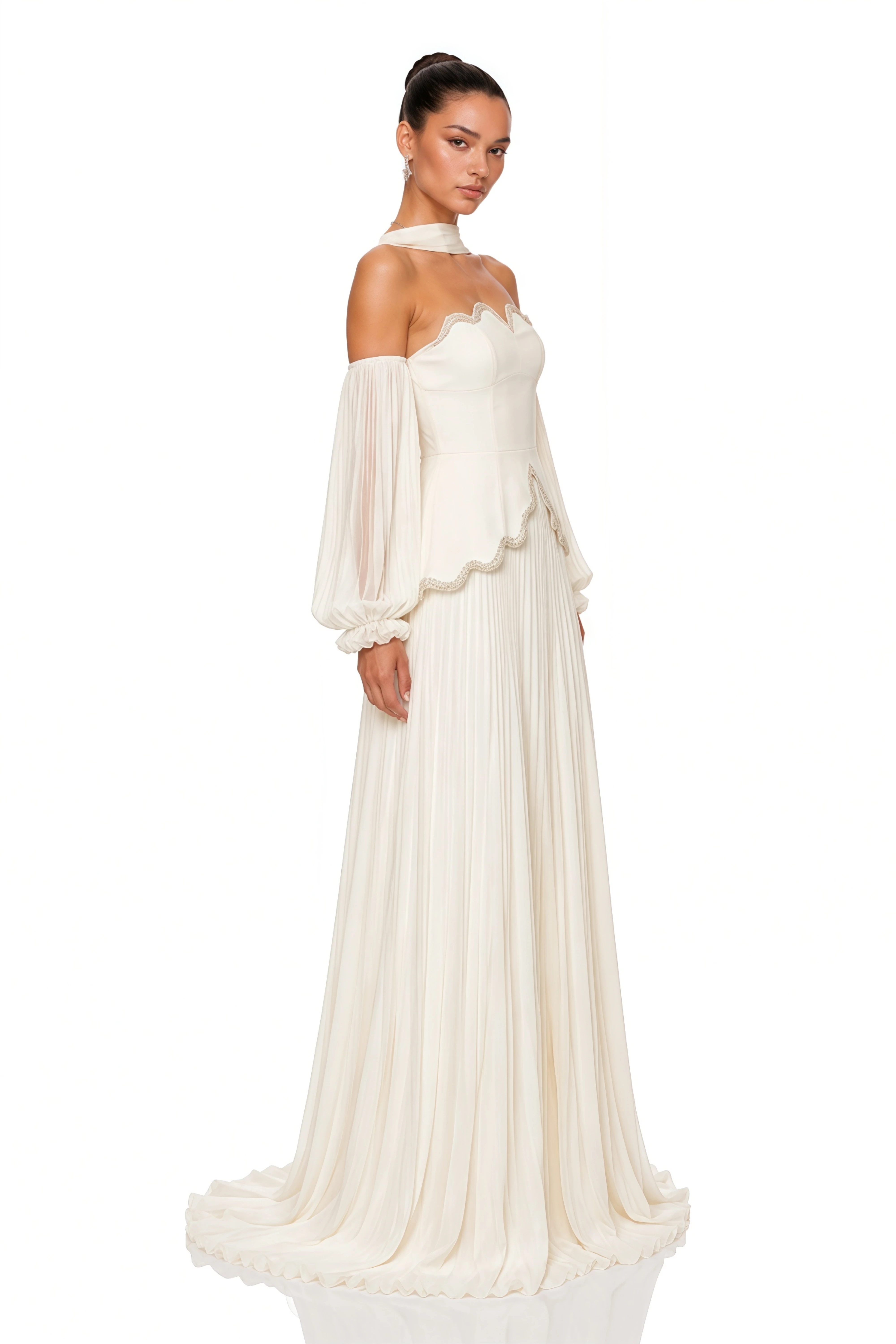Oriane White Off Shoulder Puff Sleeve Maxi Dress
