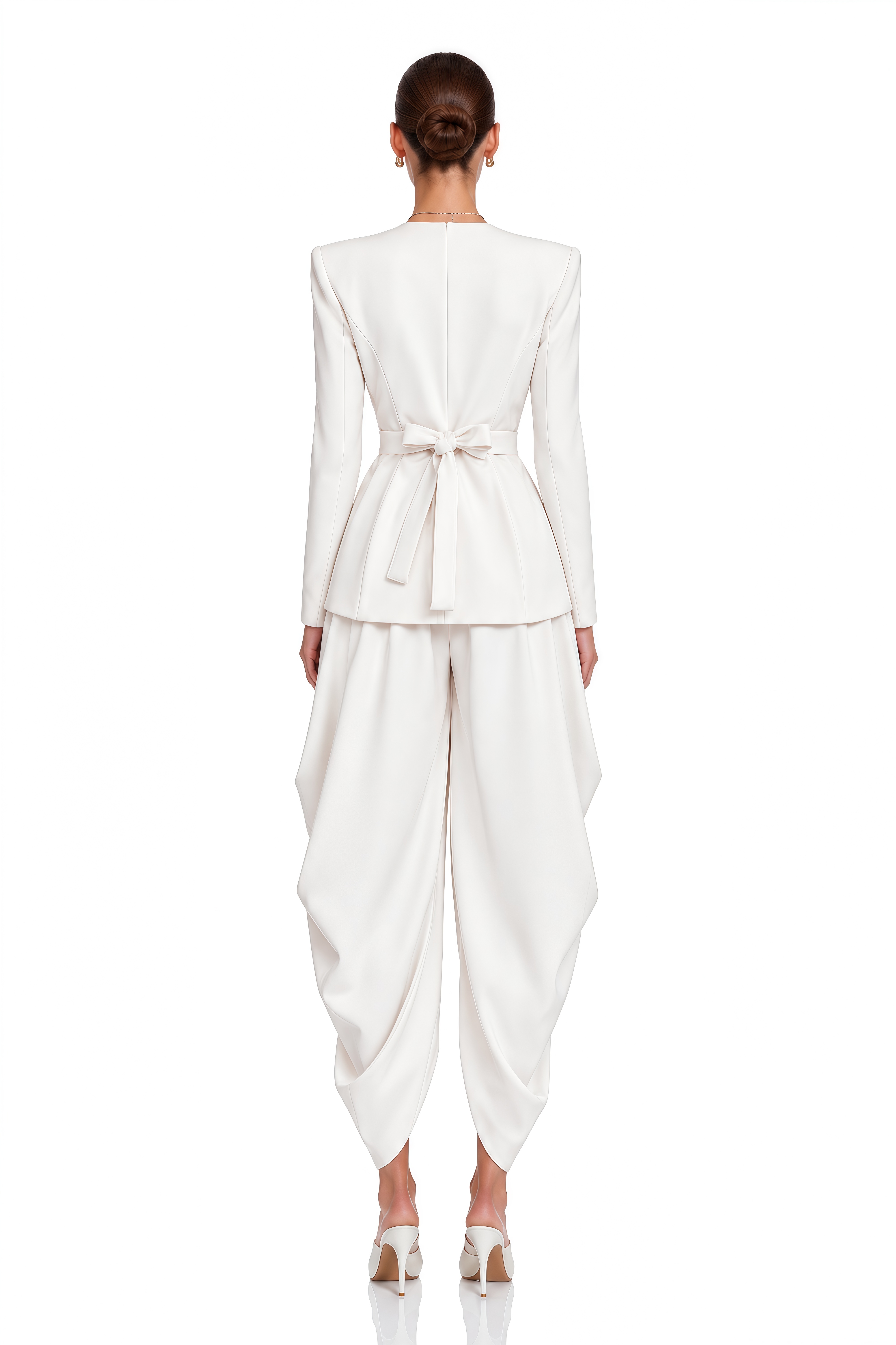 Osaretin White Tailored Blazer & Draped Trousers Set