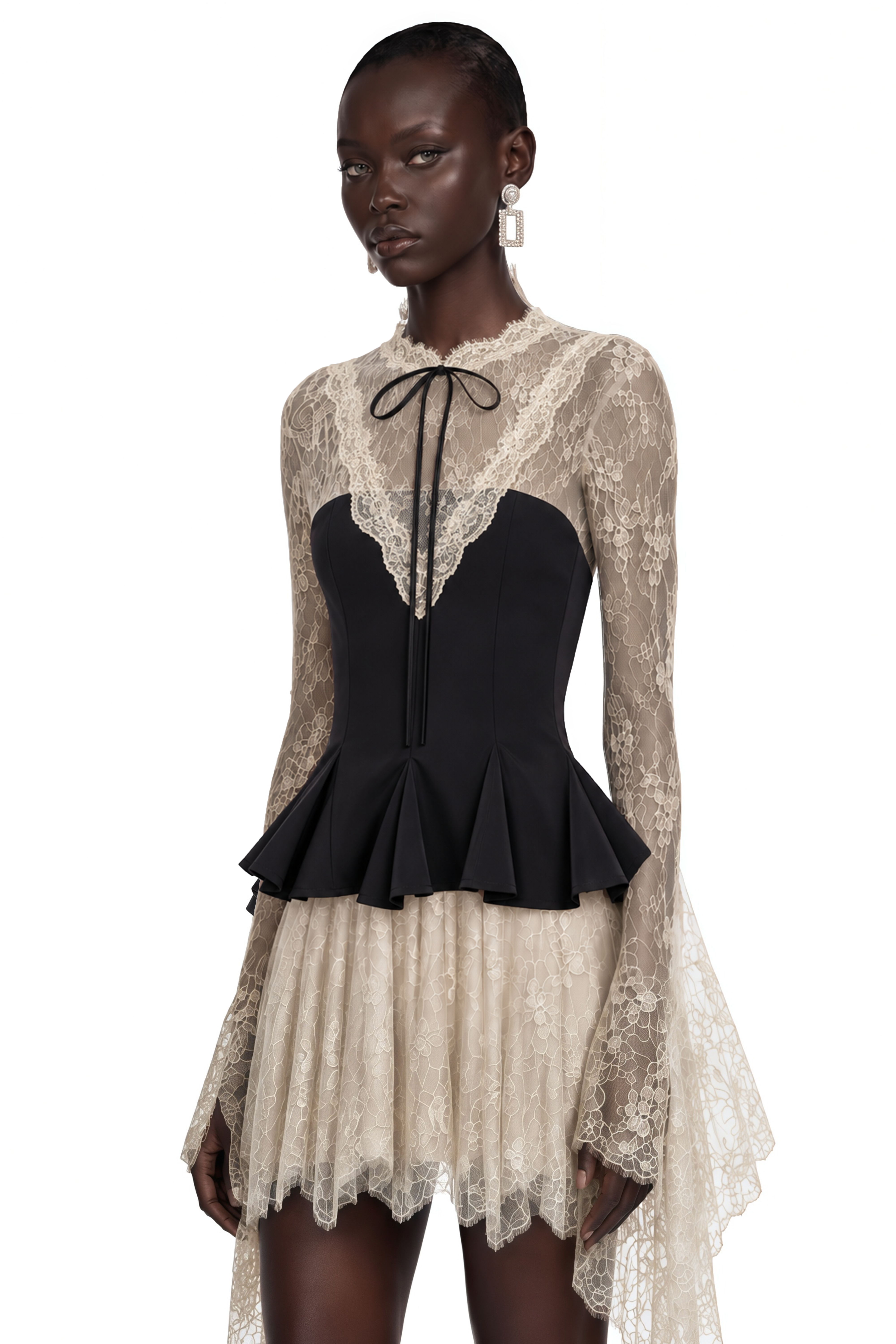 Paulina Neutral Lace Corset Mini Dress