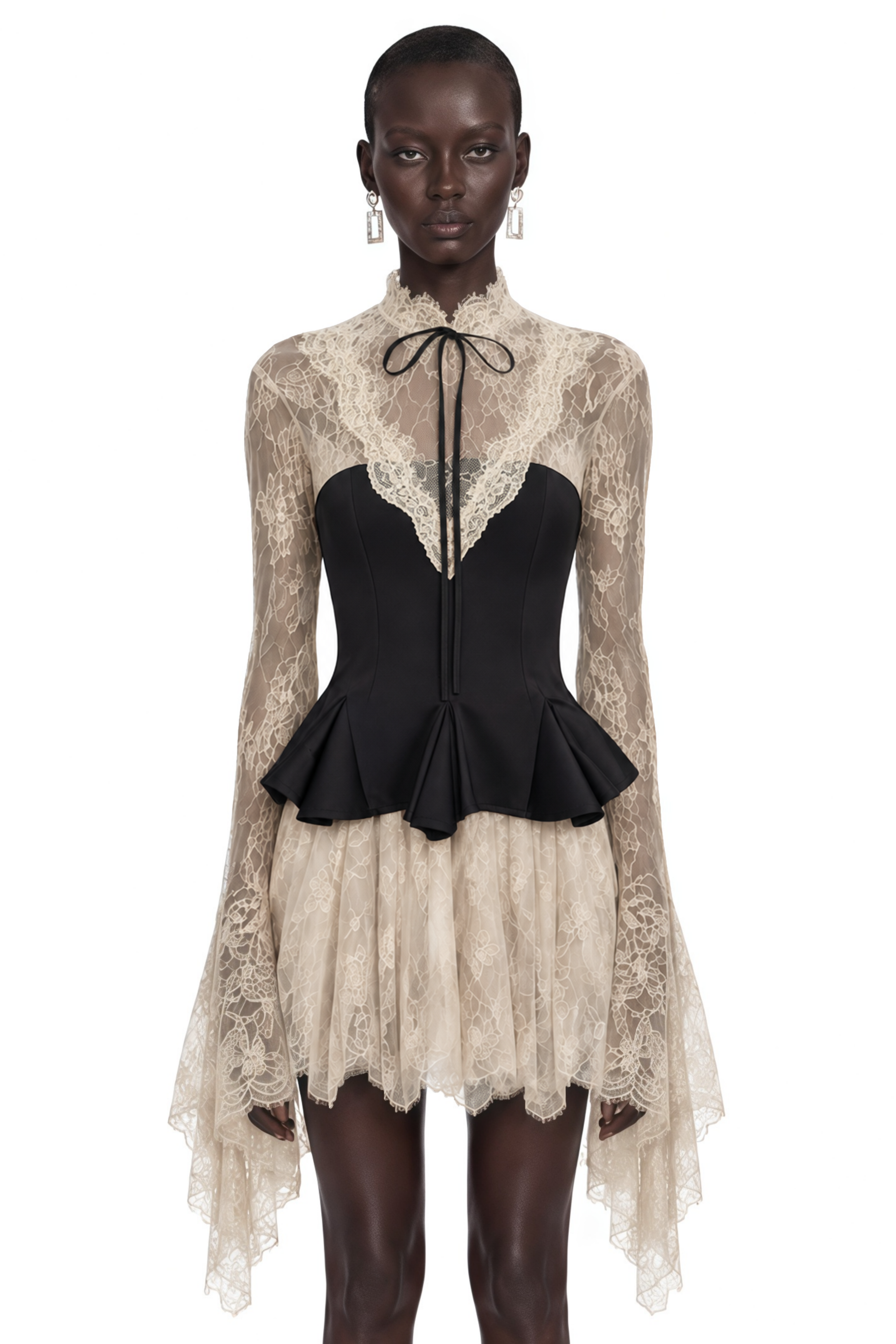 Paulina Neutral Lace Corset Mini Dress