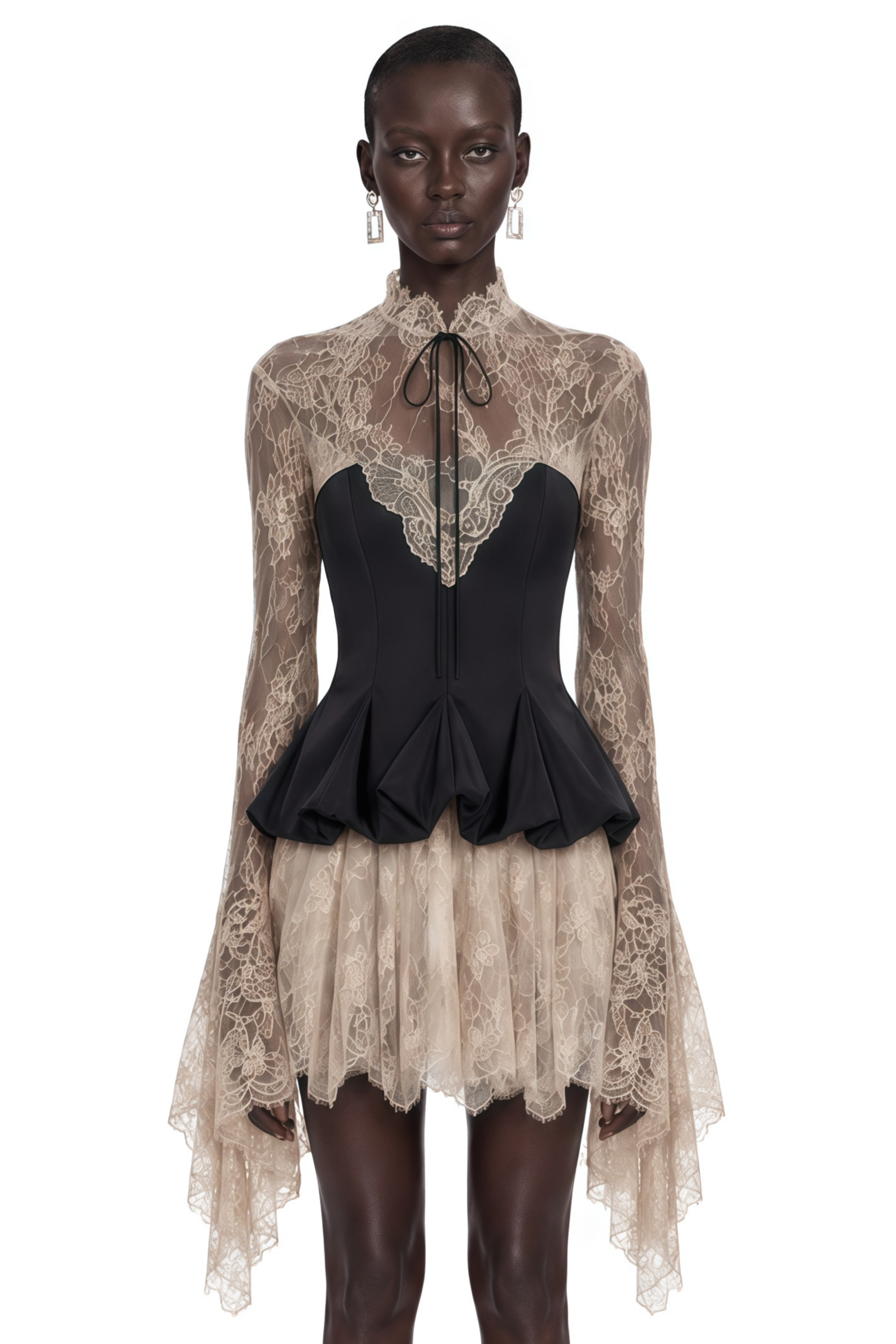 Paulina Black Lace Corset Mini Dress