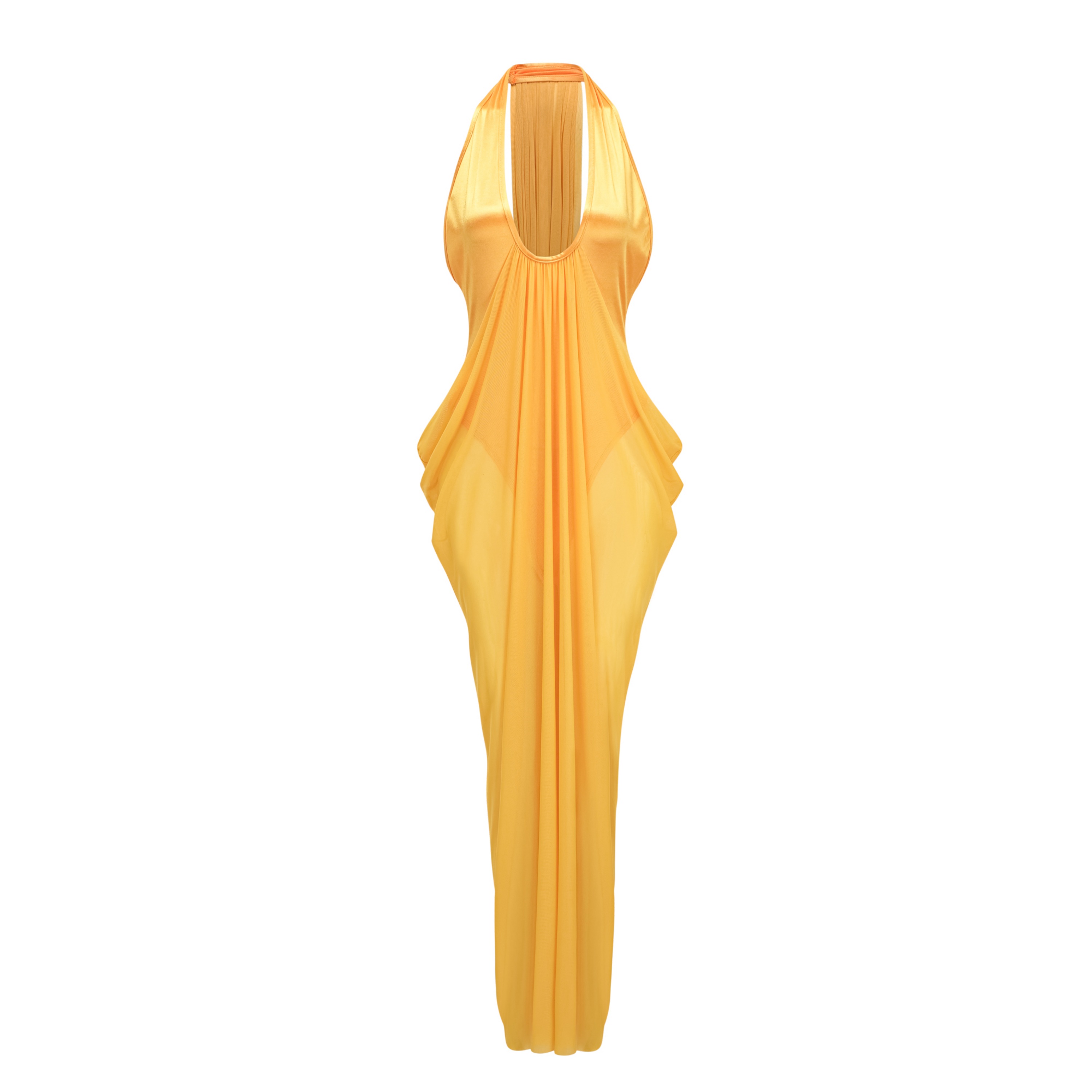 Pele Yellow Cut-Out Ruched Maxi Dress