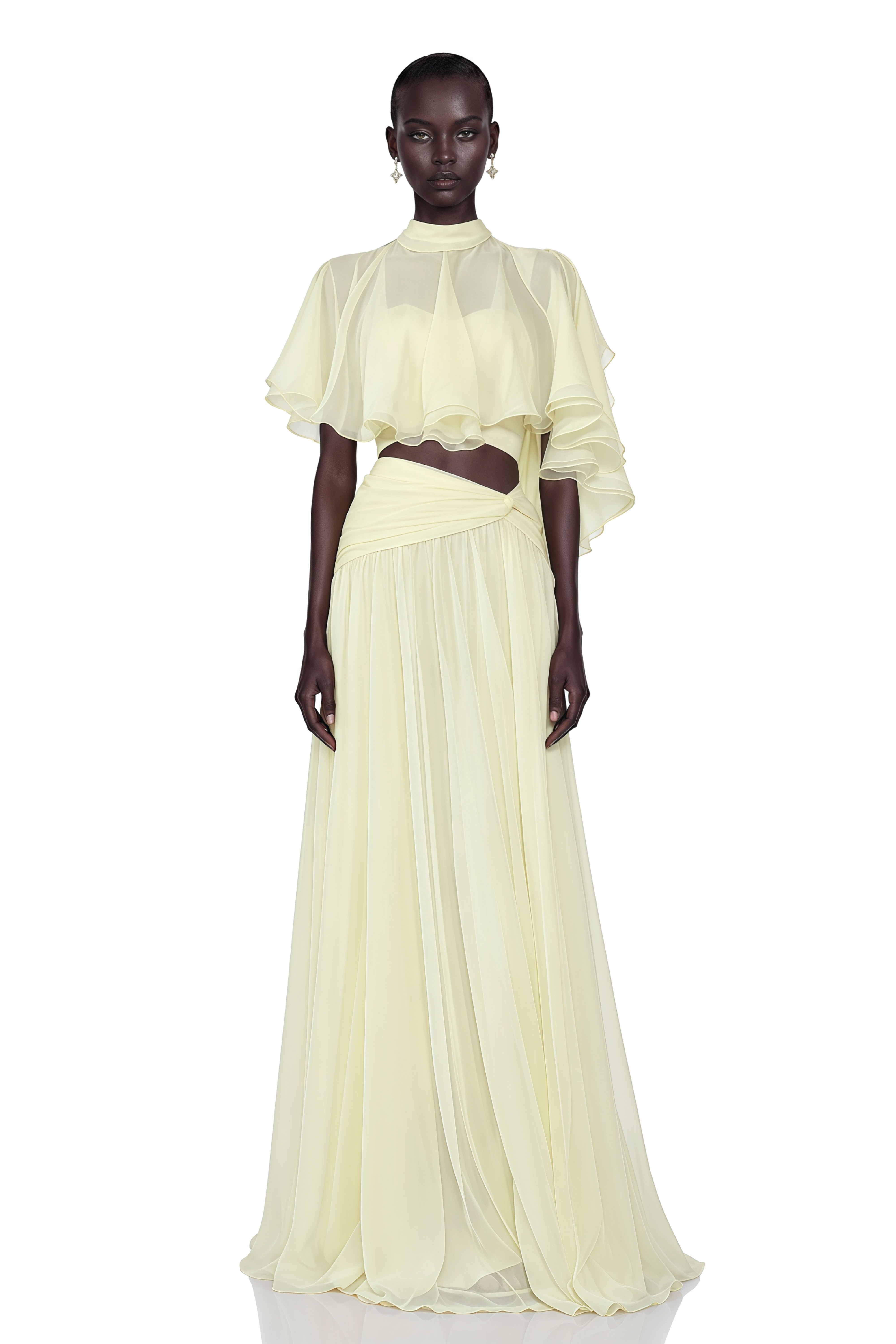Penelope Yellow Cut-Out Top & Maxi Skirt Set