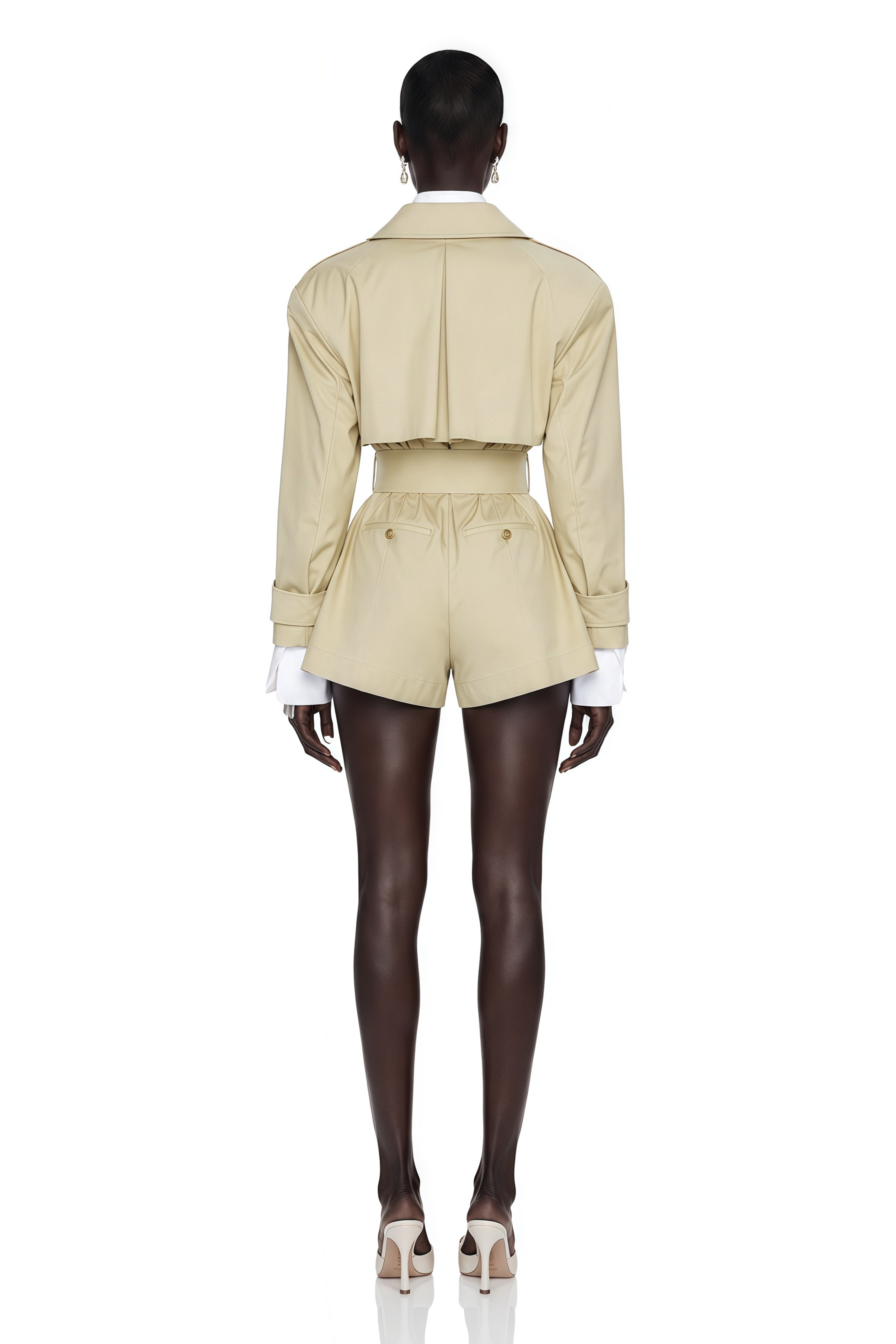 Priscille Khaki Asymmetrical Trench Style Playsuit
