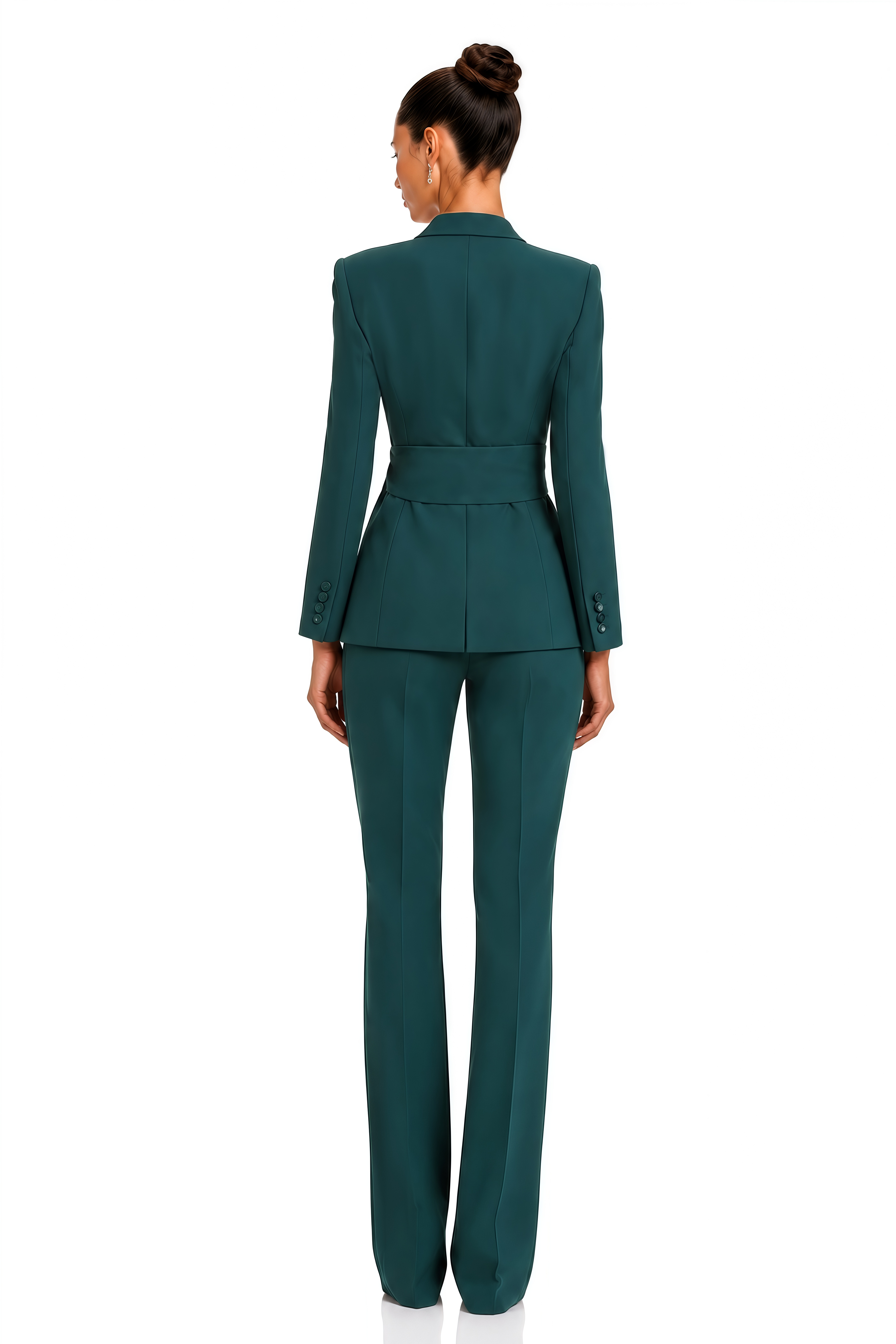 Rosel Green Wrap Blazer & Wide Leg Trouser Set
