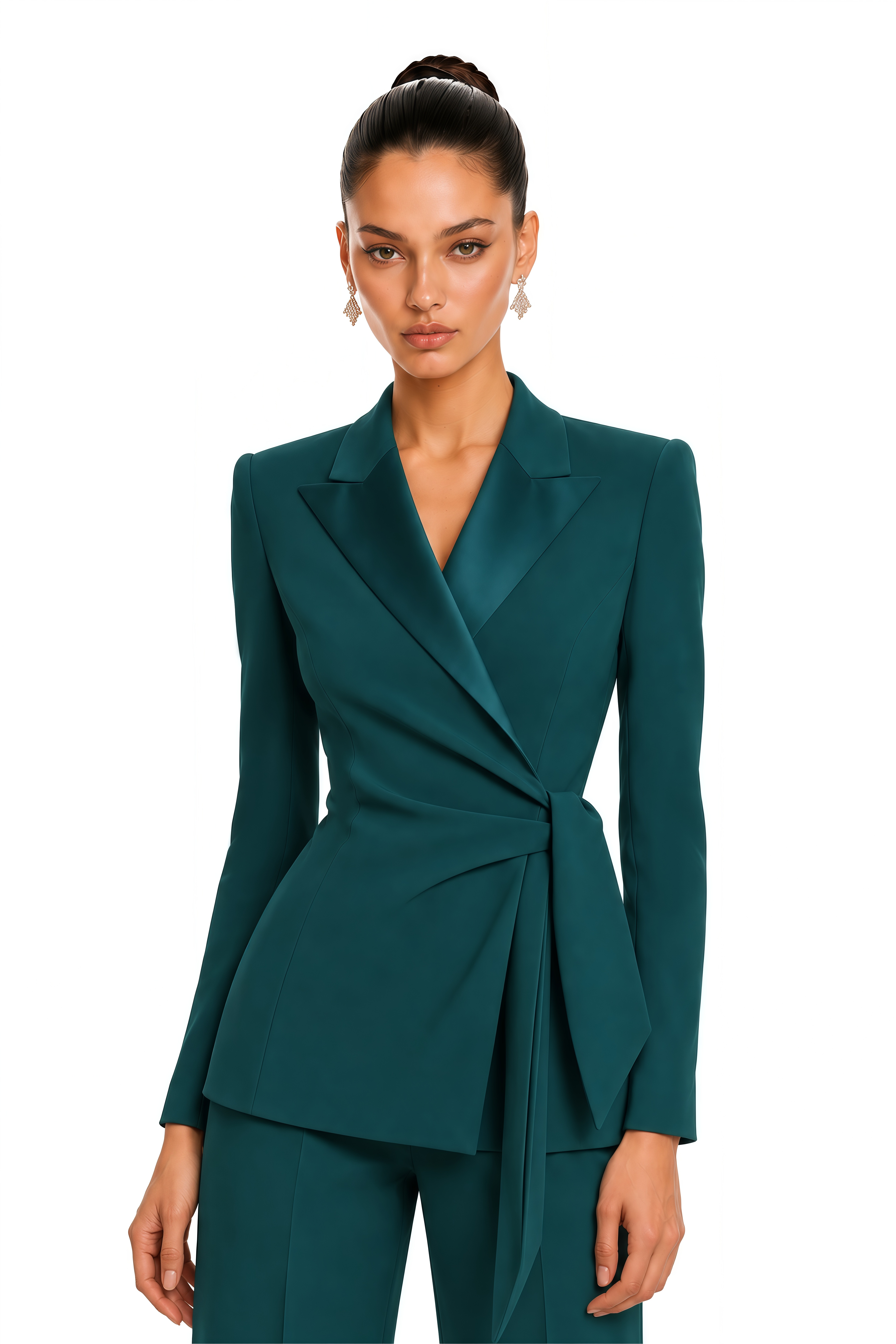 Rosel Green Wrap Blazer & Wide Leg Trouser Set