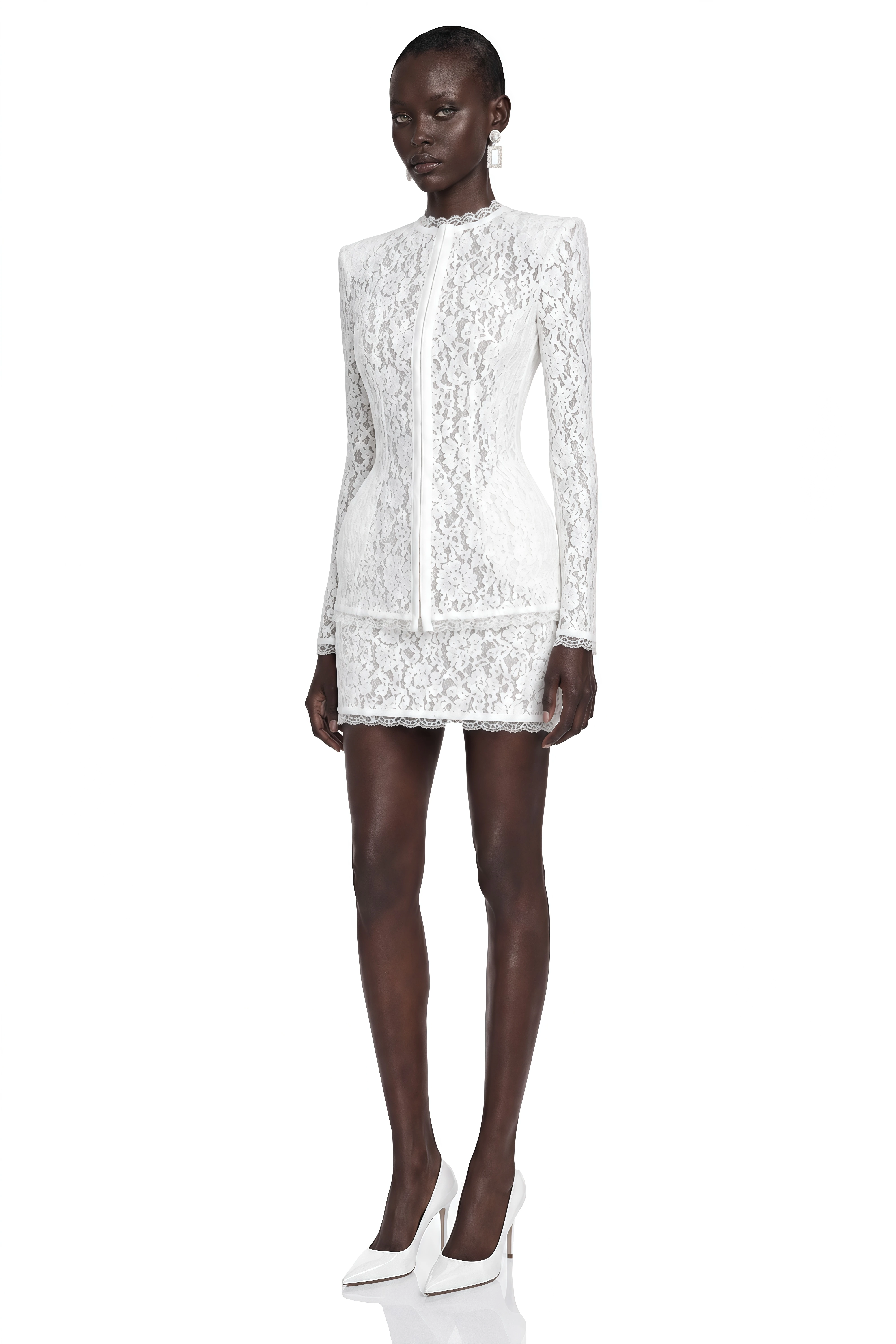 Roxane White Lace Structured Jacket