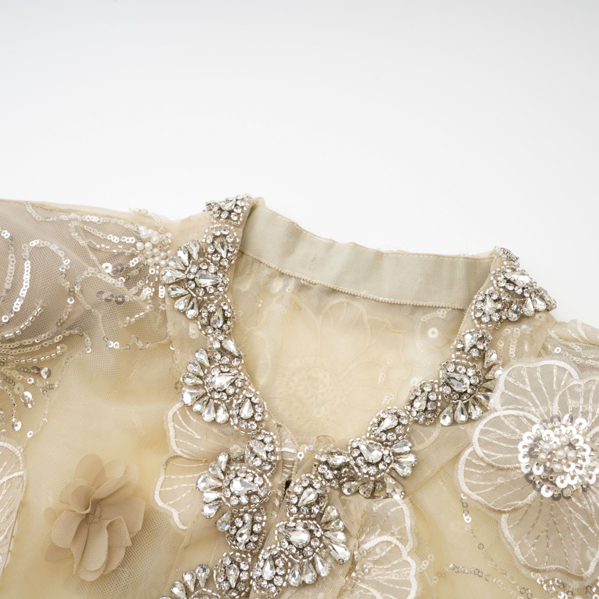 Liane Semi-Sheer Flower Beaded Organza Light Luxury Jacket