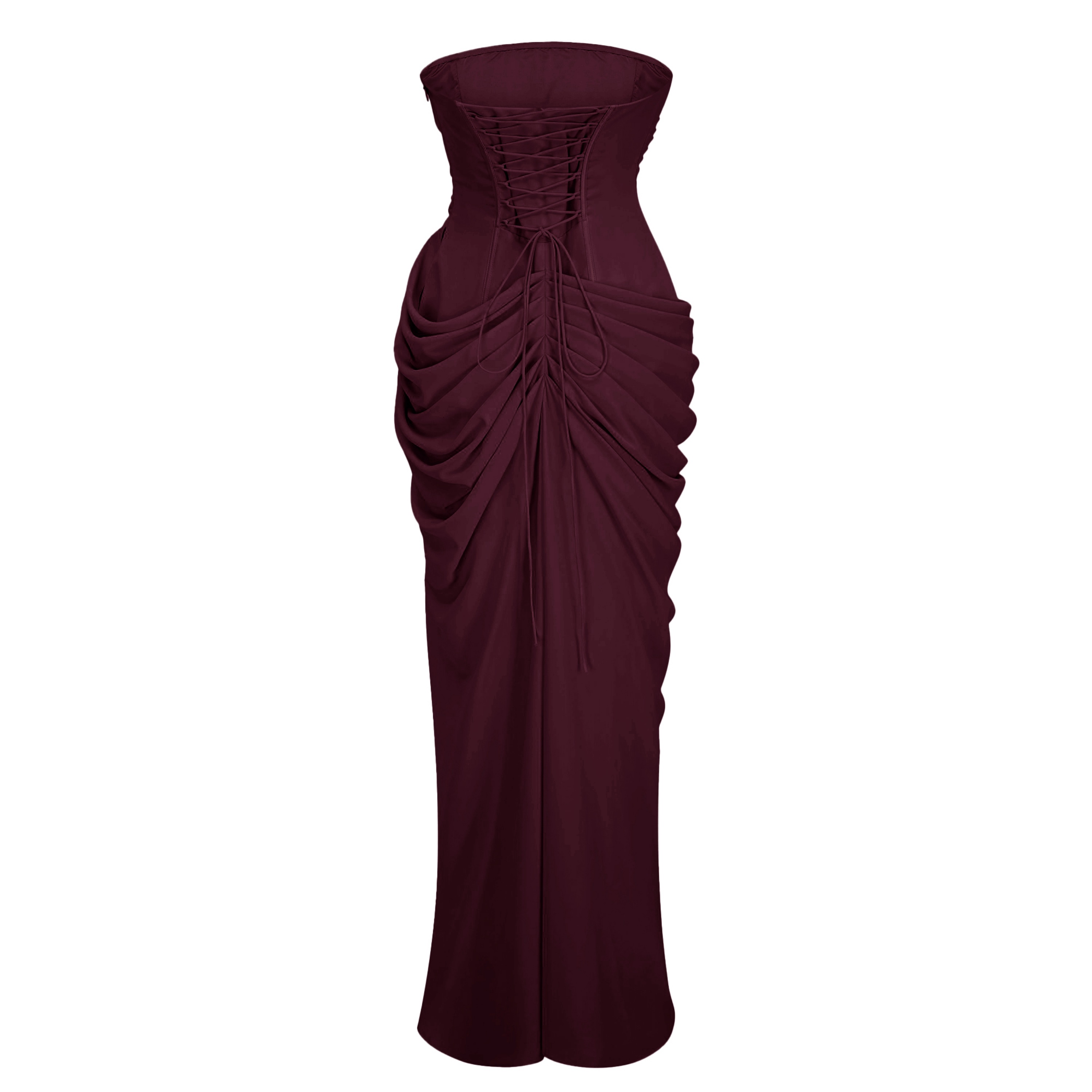 Safiya Brown Ruched Maxi Dress with Cross Front
