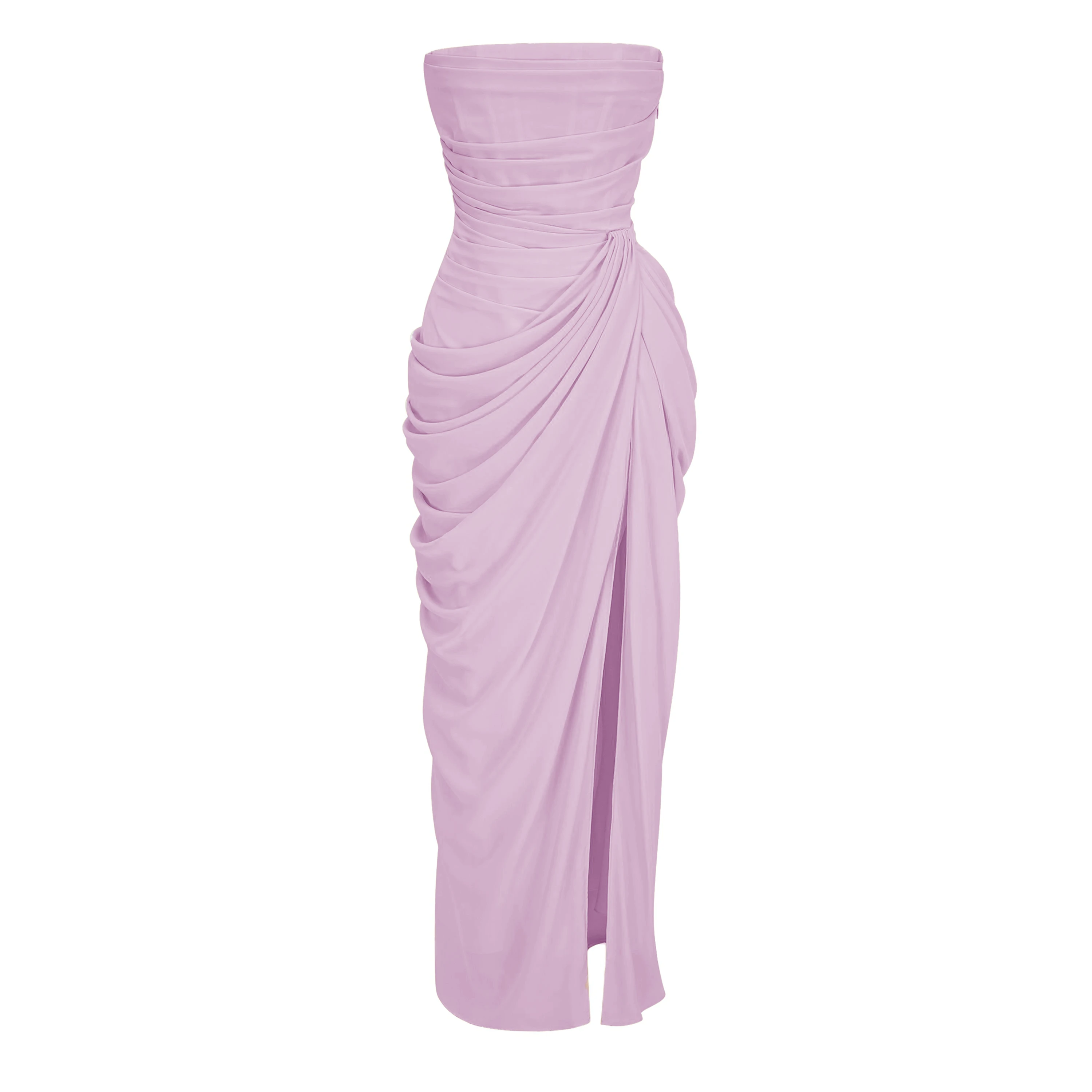 Safiya Purple Ruched Maxi Dress with Cross Front