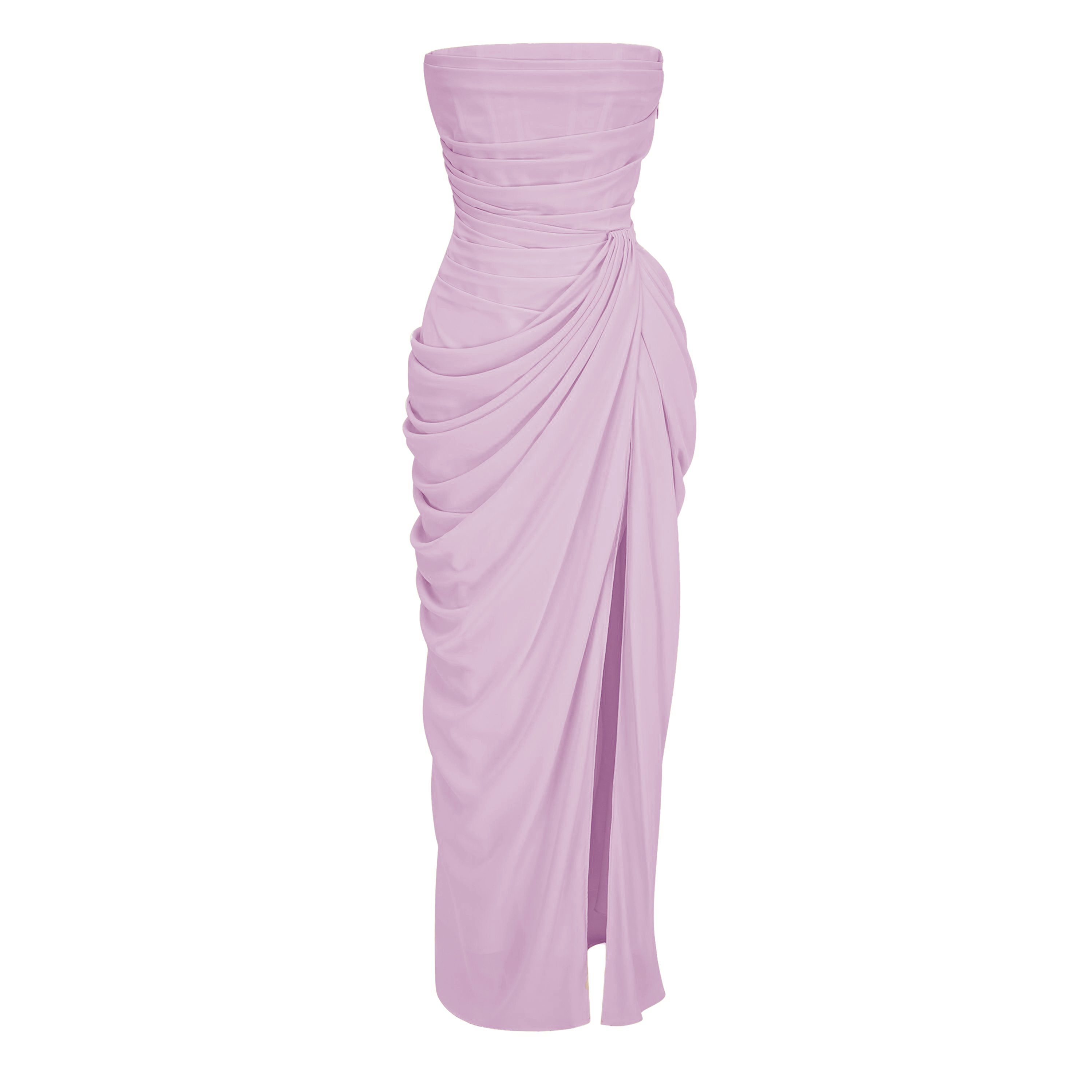 Safiya Purple Ruched Maxi Dress with Cross Front