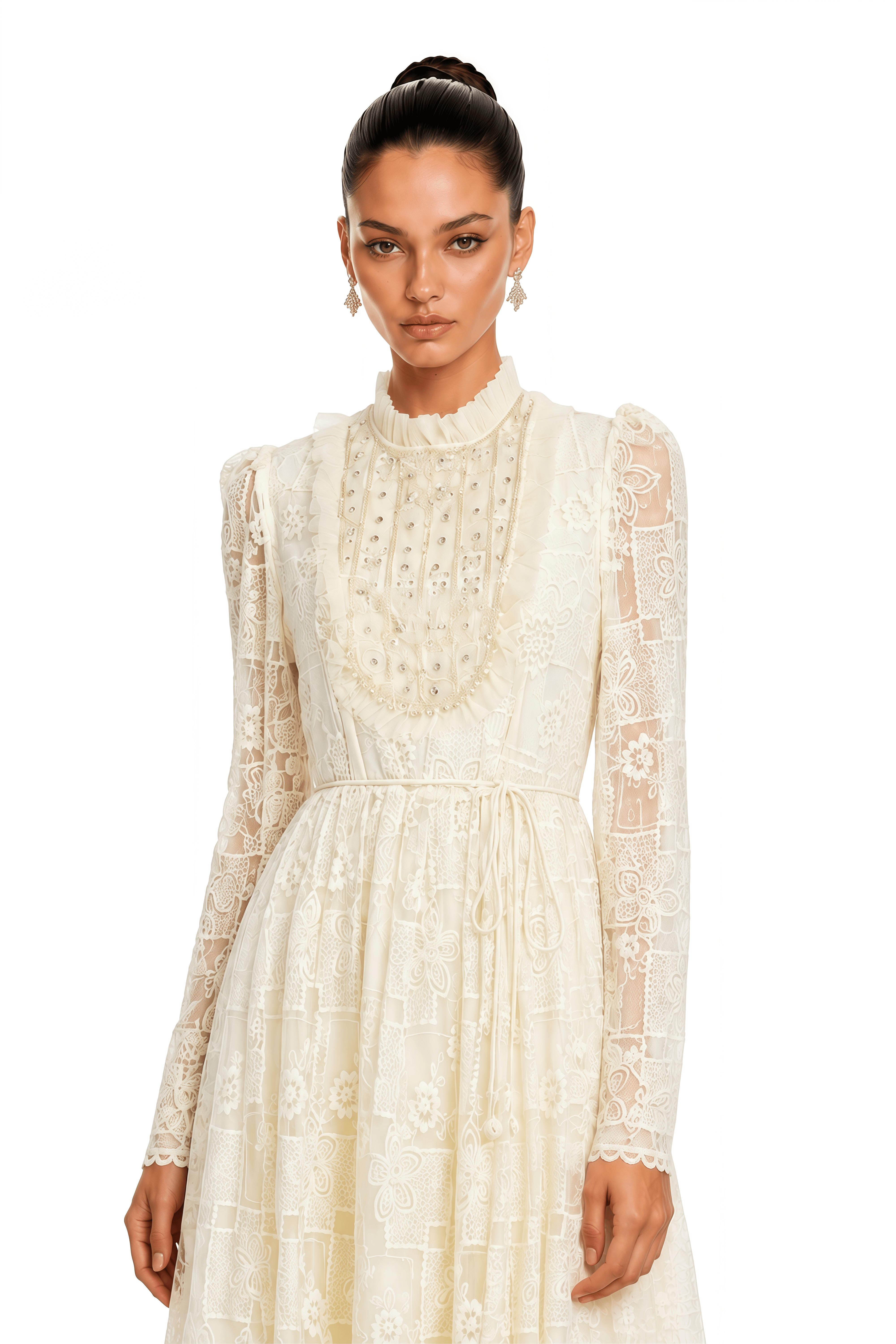 Shelby Neutral Lace Long Sleeve Maxi Dress