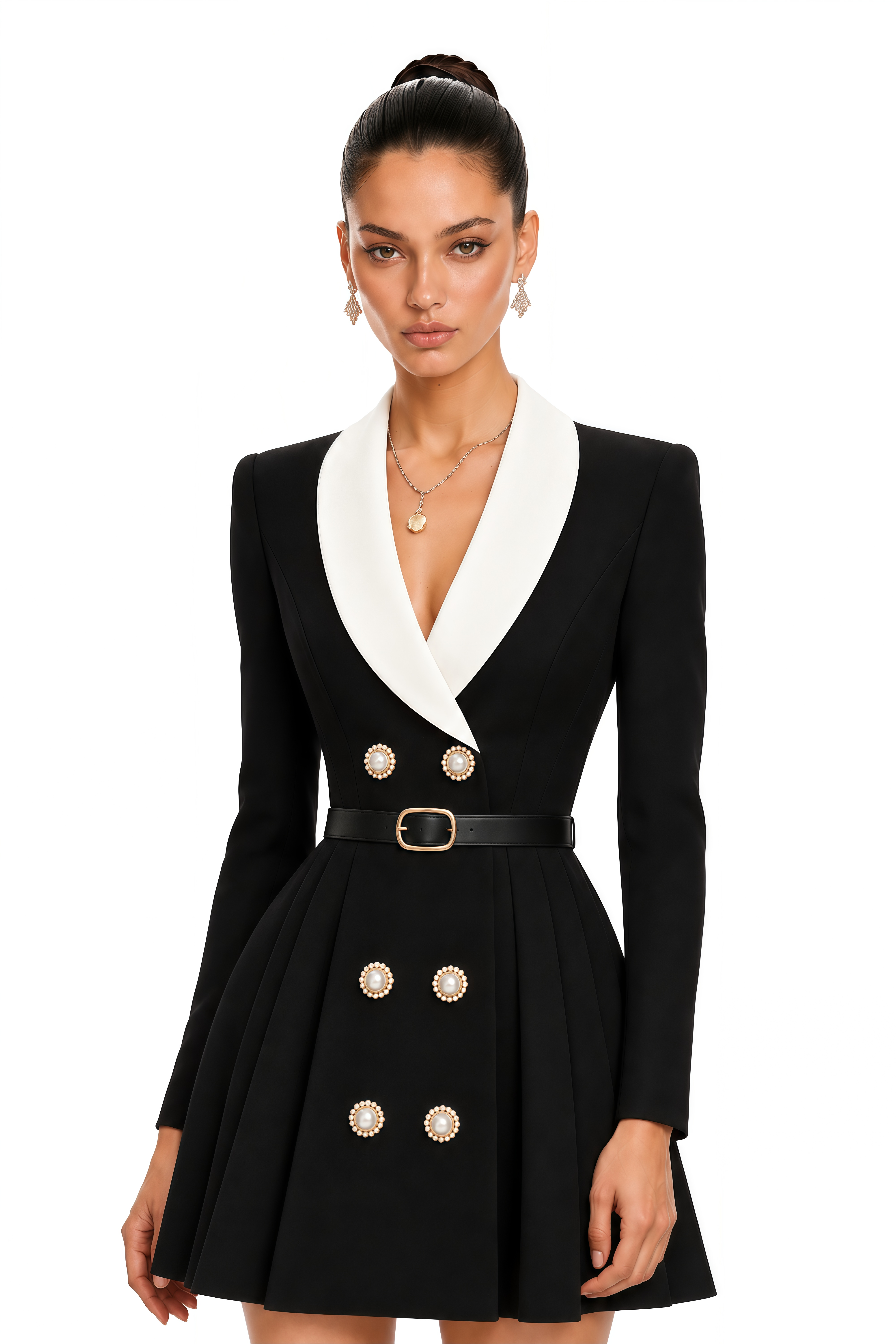 Sianna Black Double-Breasted Blazer Mini Dress