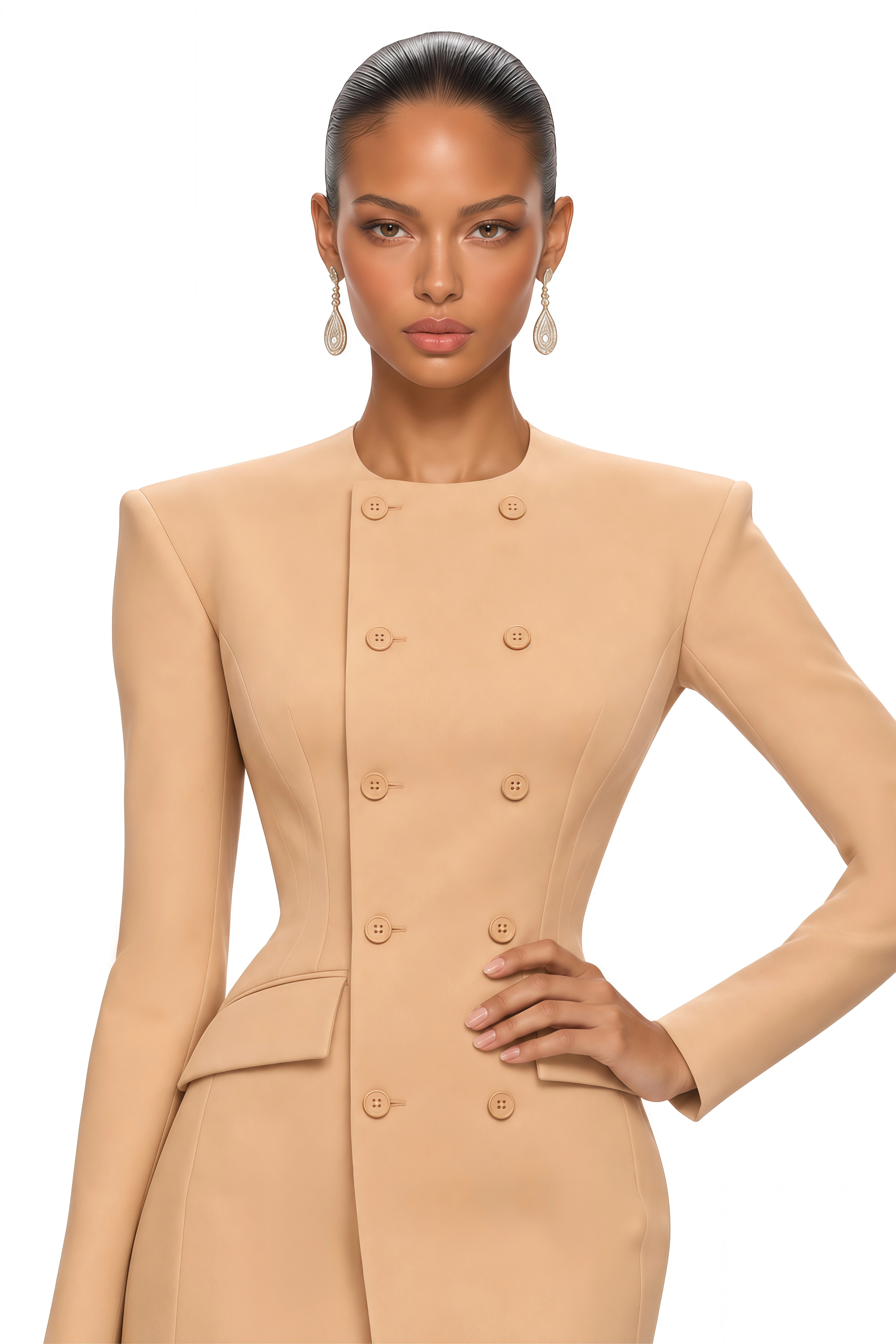 Sienna Neutral Double Breasted Blazer Mini Dress