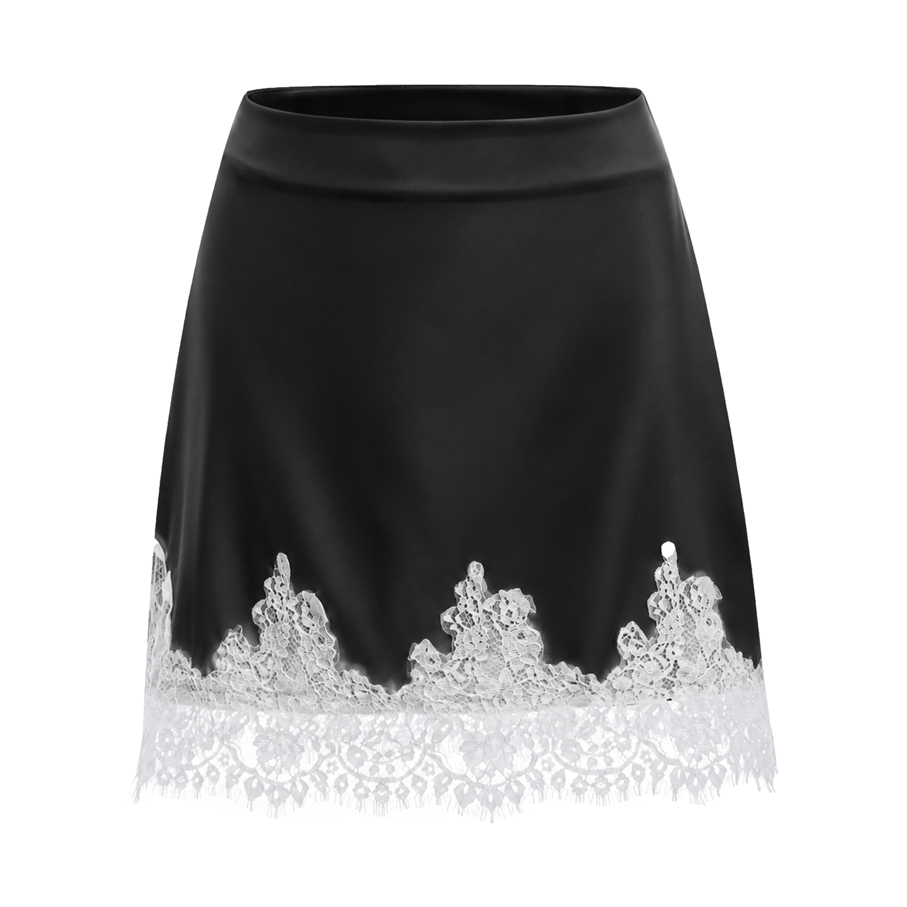 Sophia Black One Shoulder Top & Skirt Set with Lace Trim