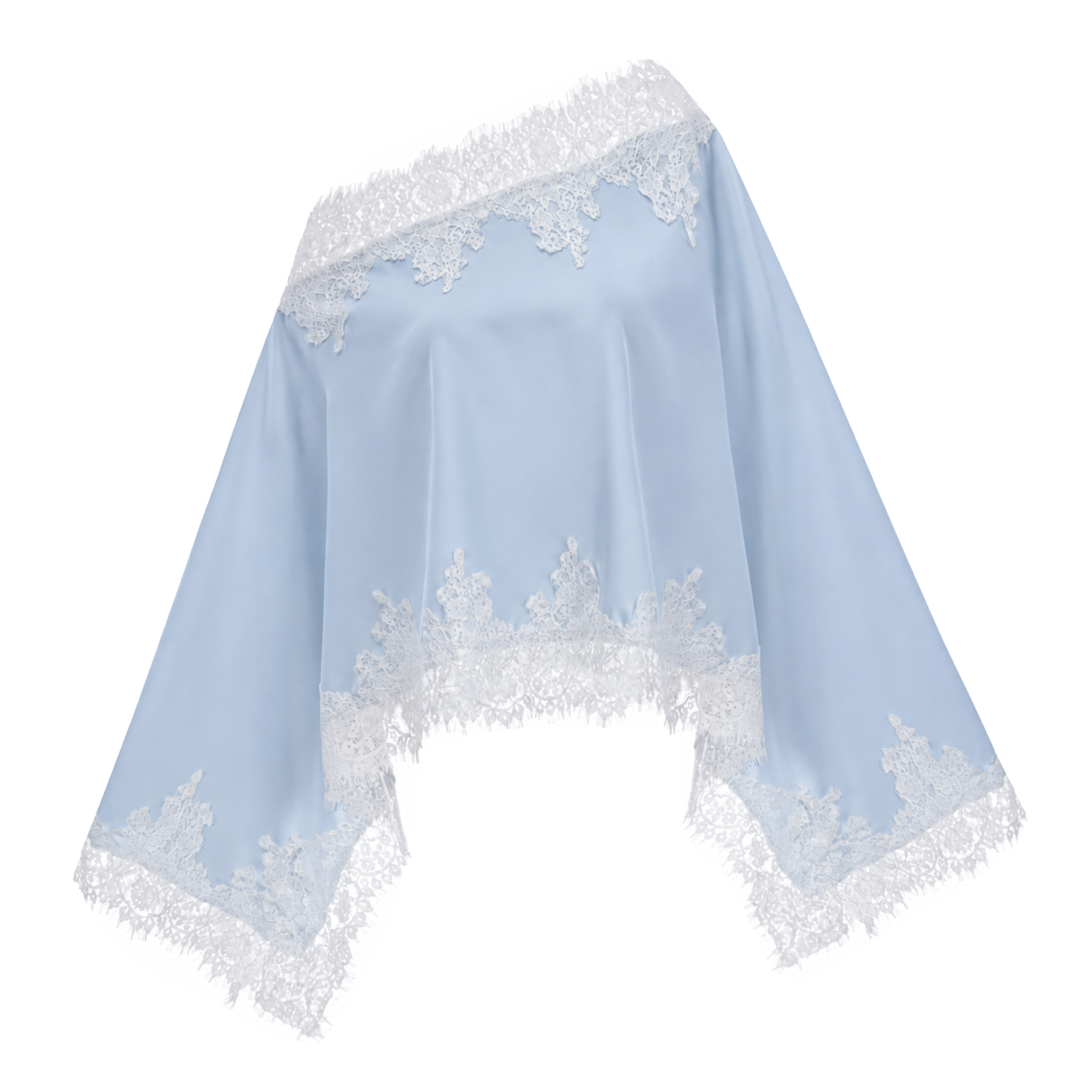 Sophia Blue One Shoulder Top & Skirt Set with Lace Trim