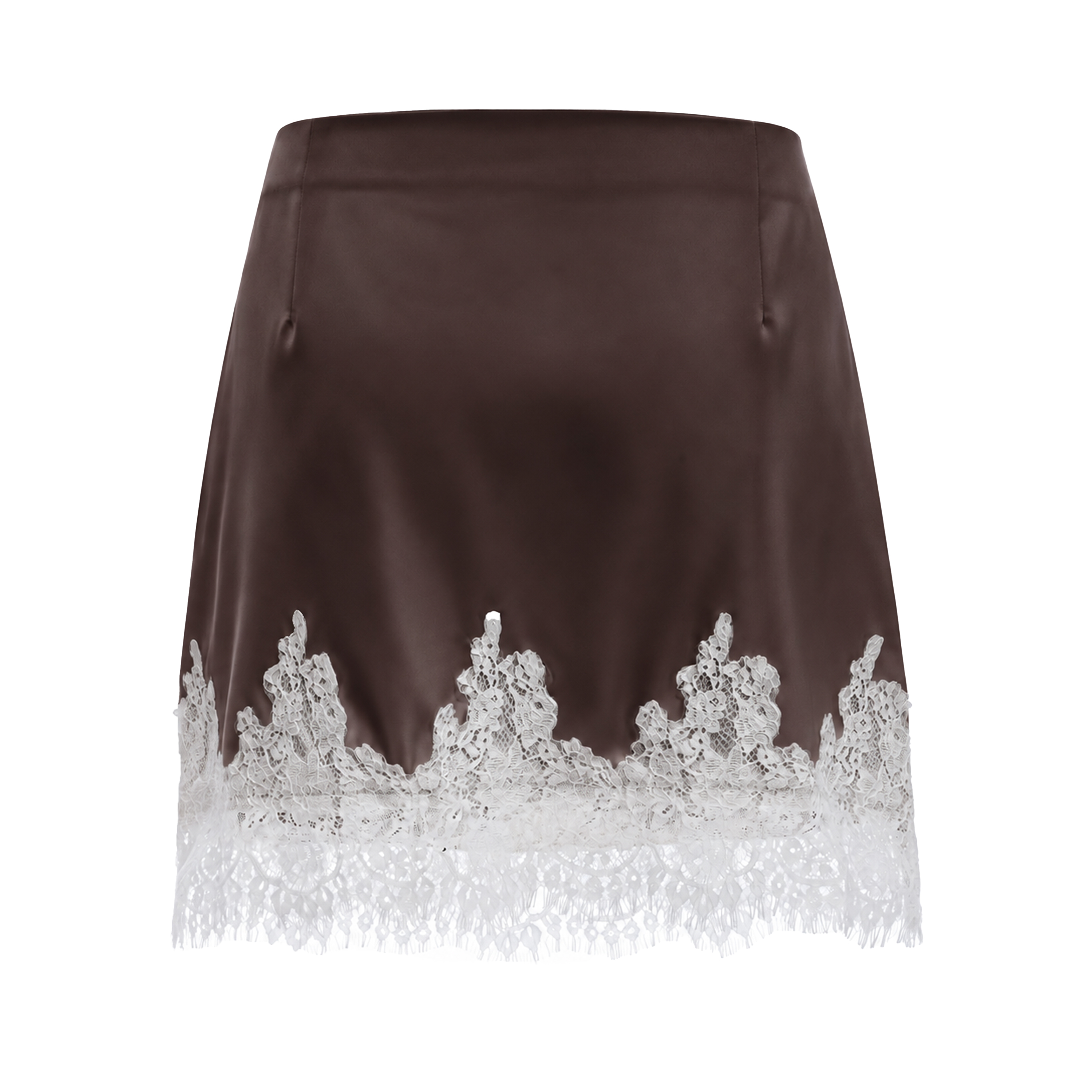 Sophia Brown One Shoulder Top & Skirt Set with Lace Trim