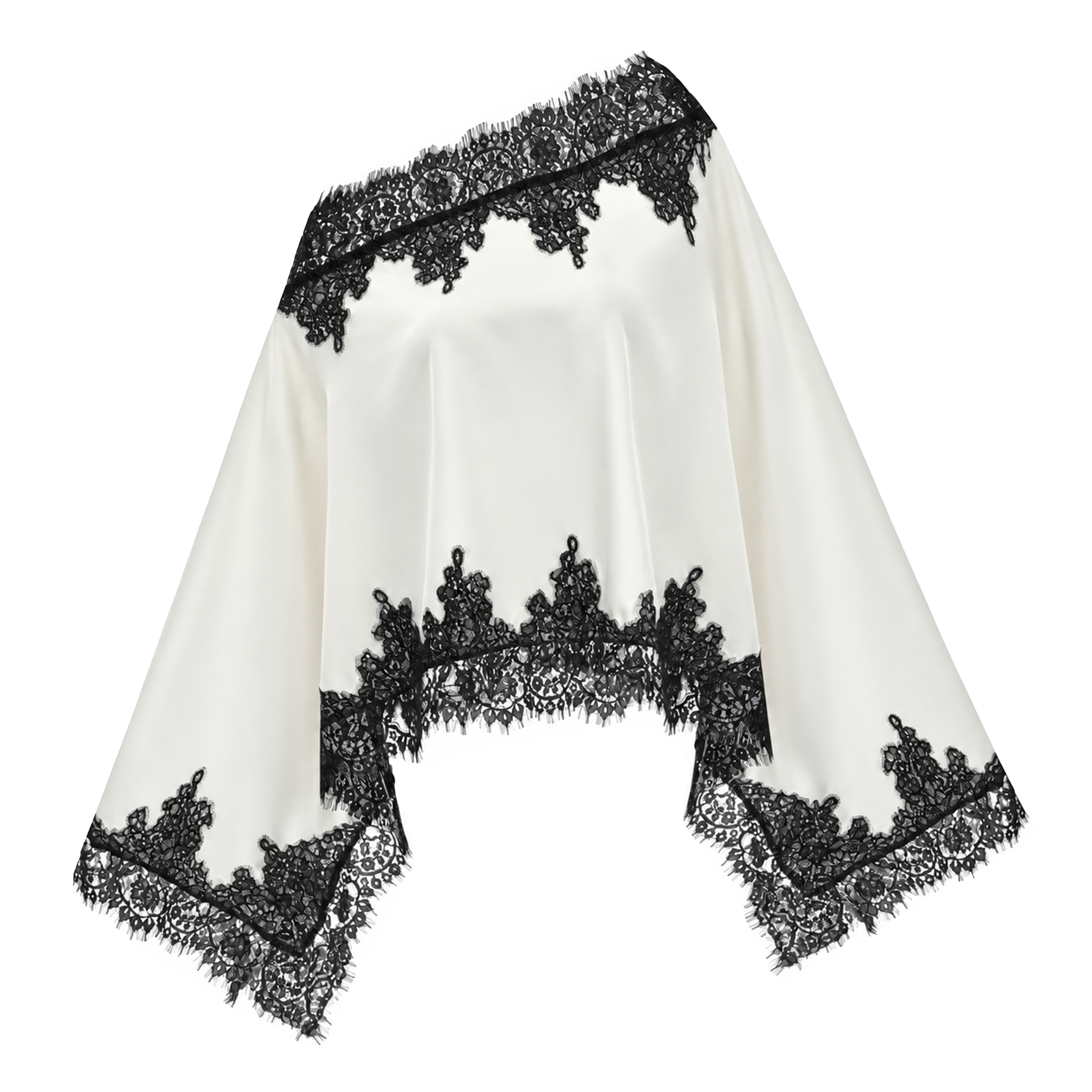 Sophia Cream One Shoulder Top & Skirt Set with Lace Trim