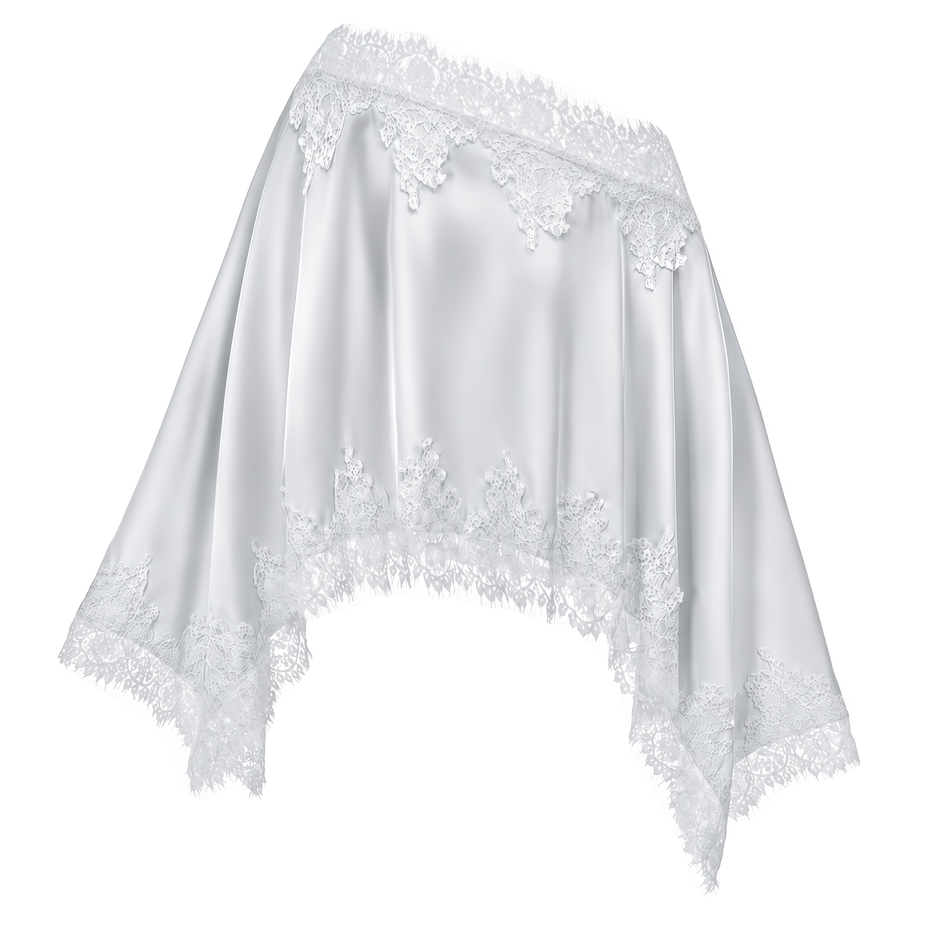 Sophia Silver One Shoulder Top & Skirt Set with Lace Trim