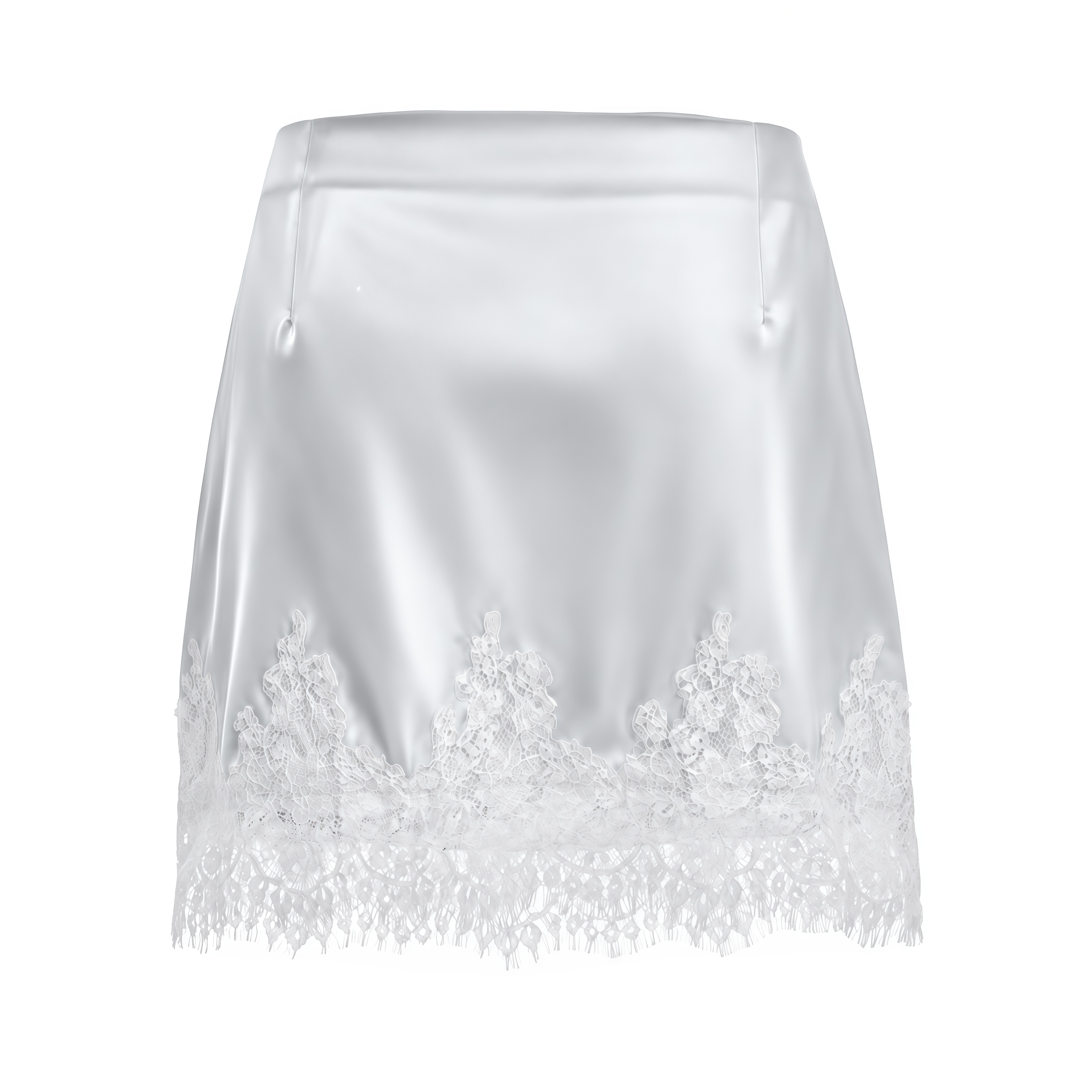 Sophia Silver One Shoulder Top & Skirt Set with Lace Trim