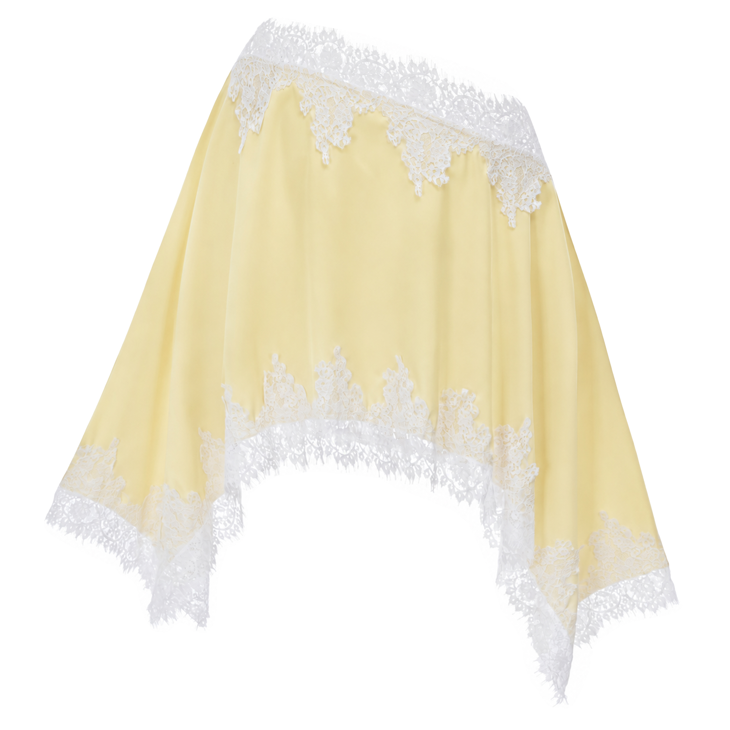 Sophia Yellow One Shoulder Top & Skirt Set with Lace Trim