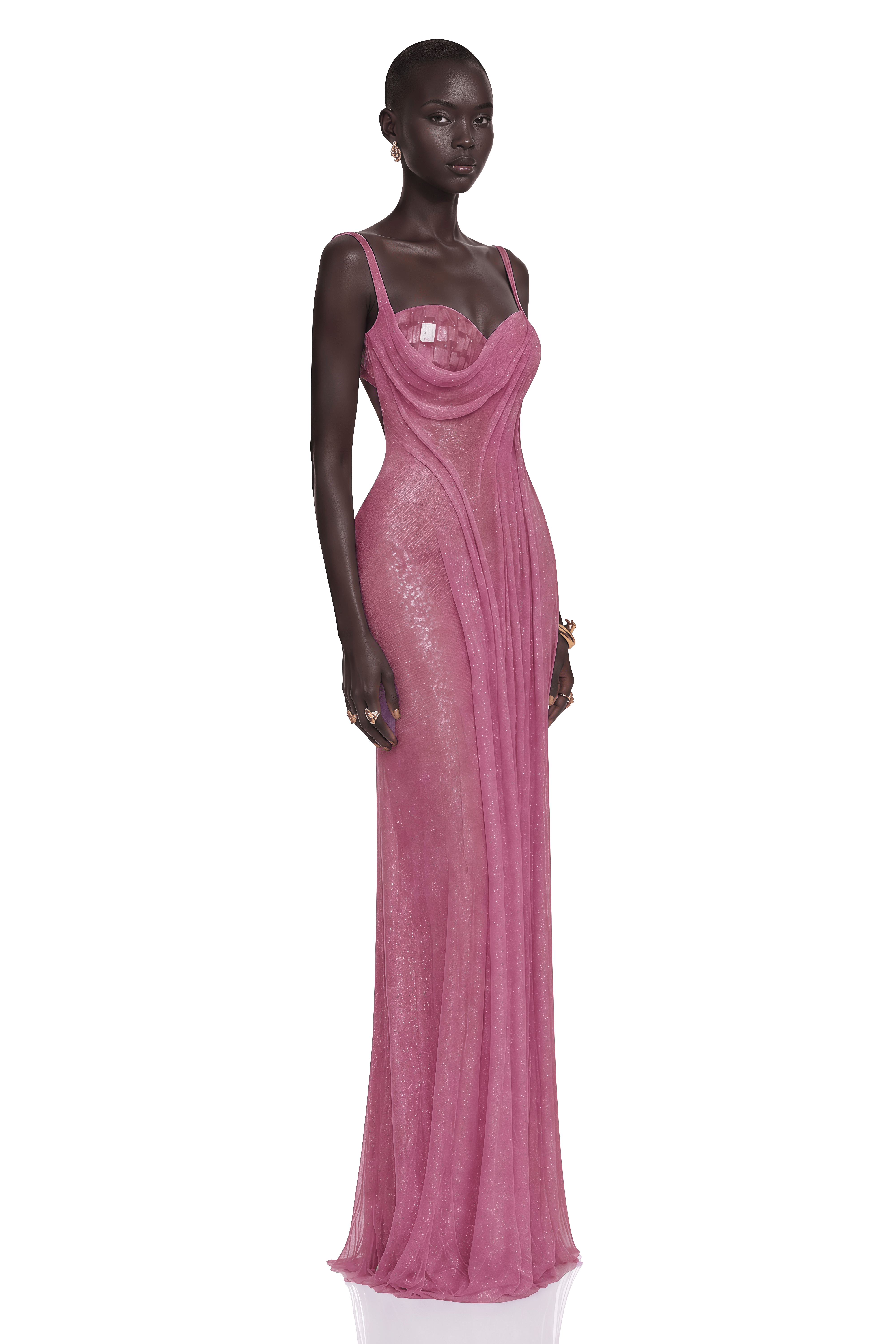 Soraya Lavender Sequin Cowl Neck Spaghetti Strap Maxi Dress
