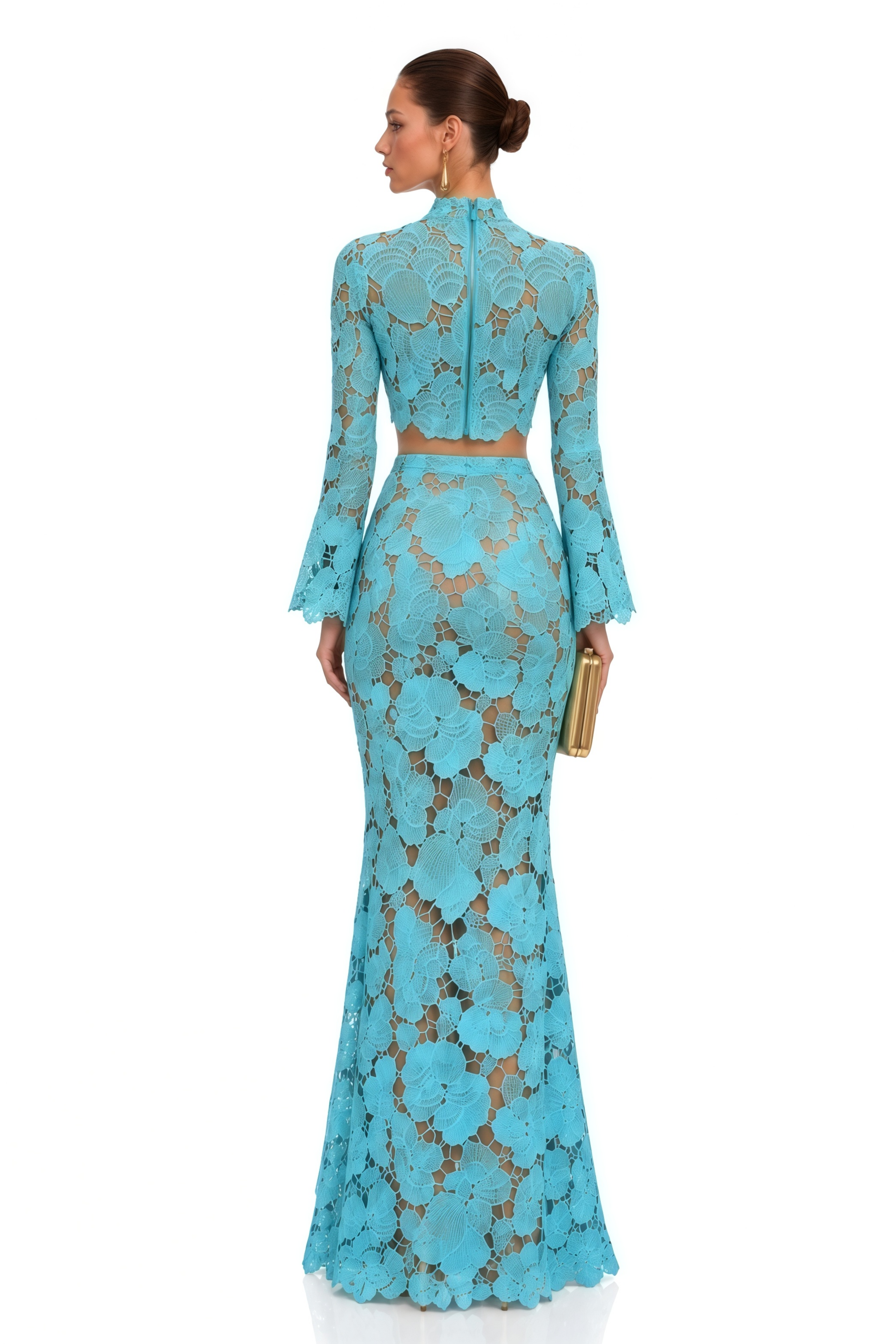Taliesin Turquoise Lace Crop Top & Maxi Skirt Set