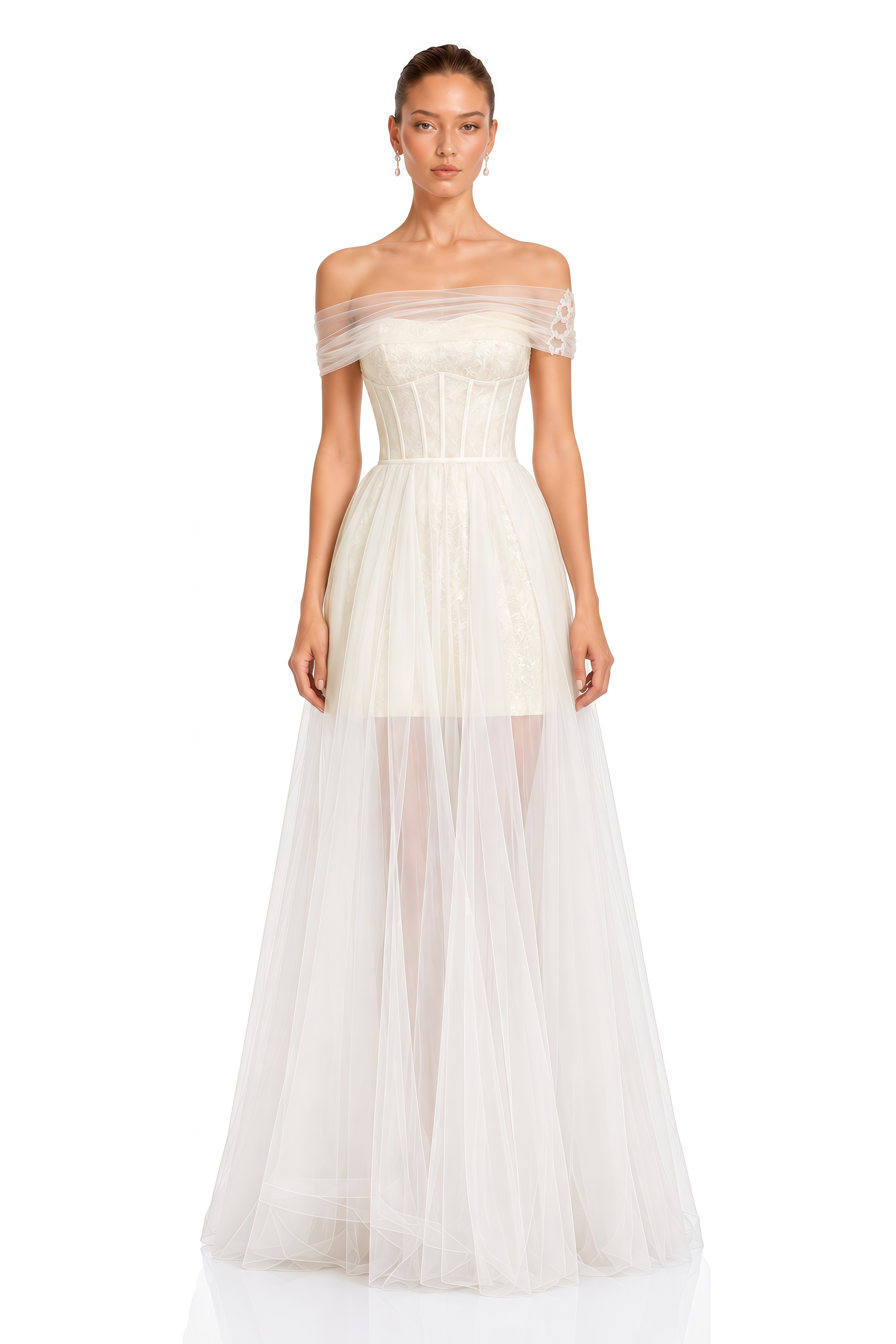 Thalia White Off-Shoulder Pleated Maxi Dress