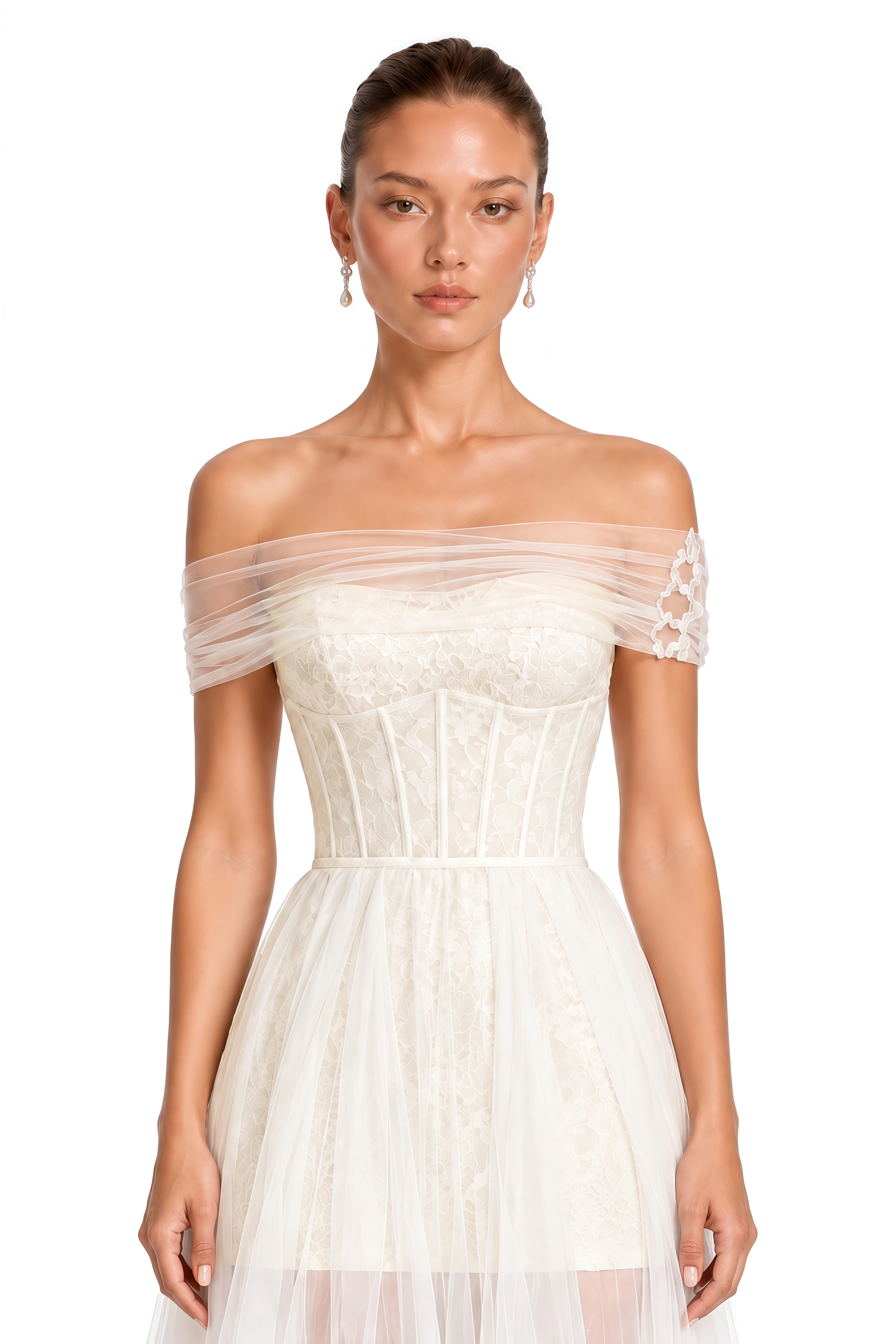 Thalia White Off-Shoulder Pleated Maxi Dress
