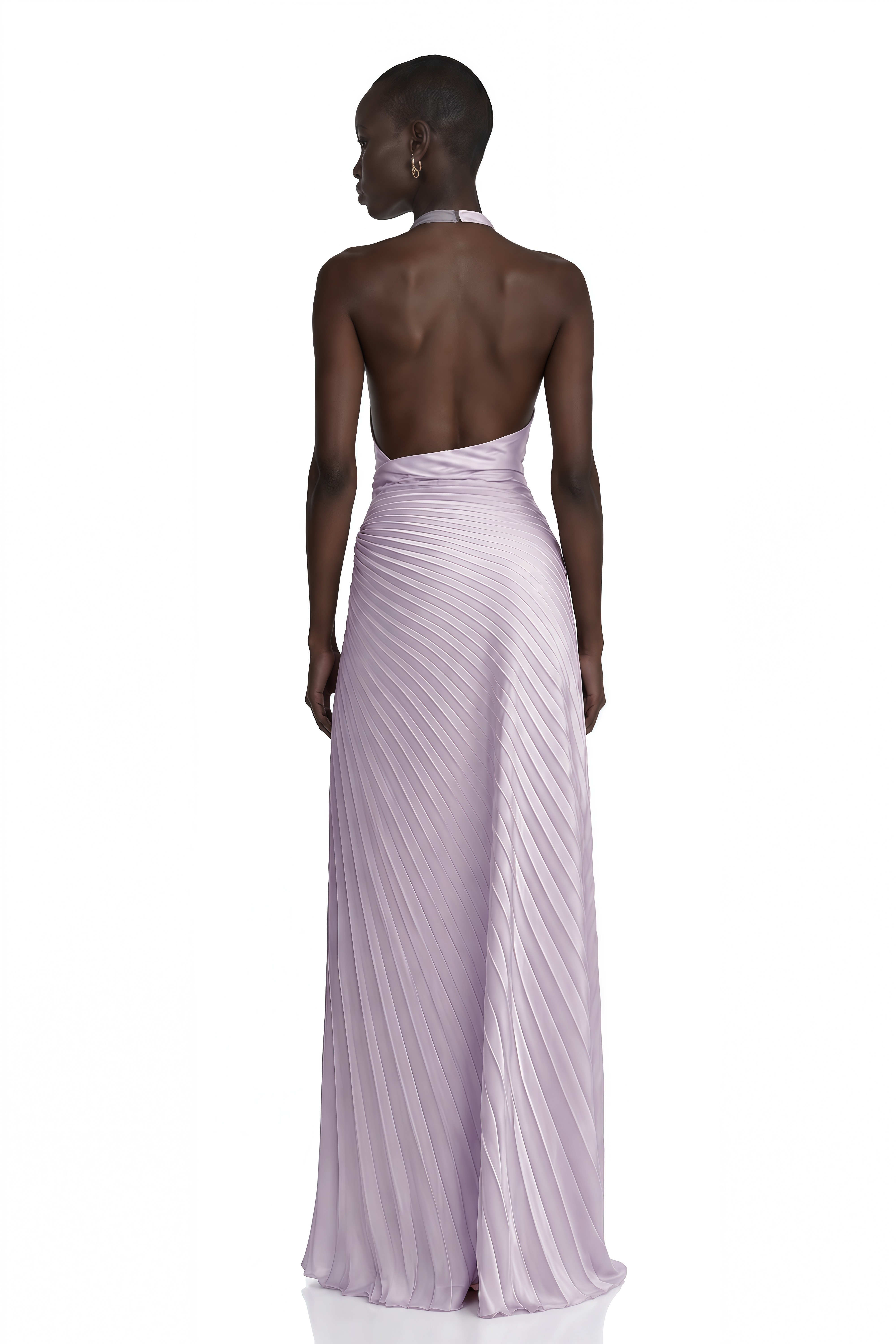 Tilly Lilac High Neck Pleated Maxi Dress