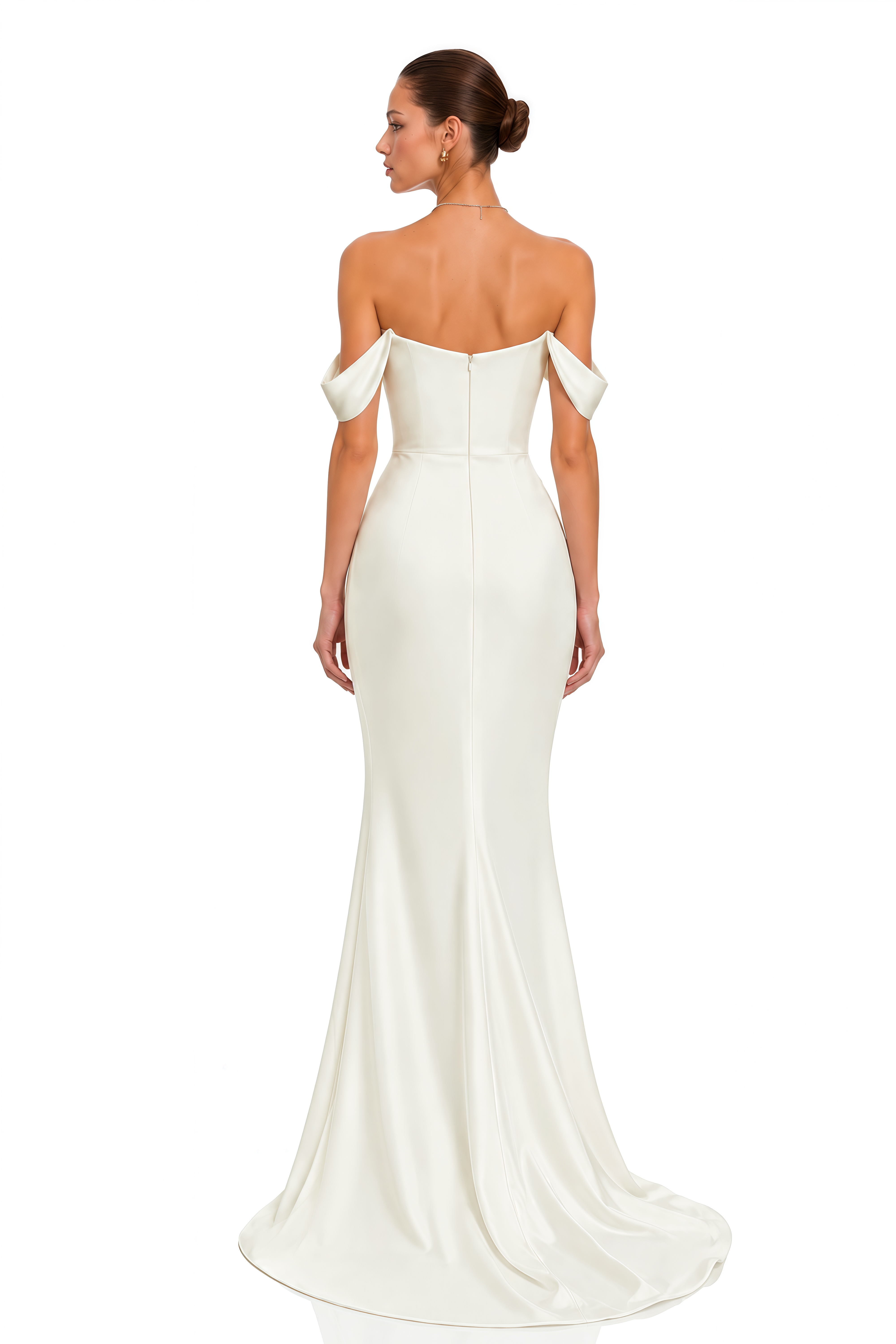 Trudie White Off Shoulder Draped Slit Maxi Dress