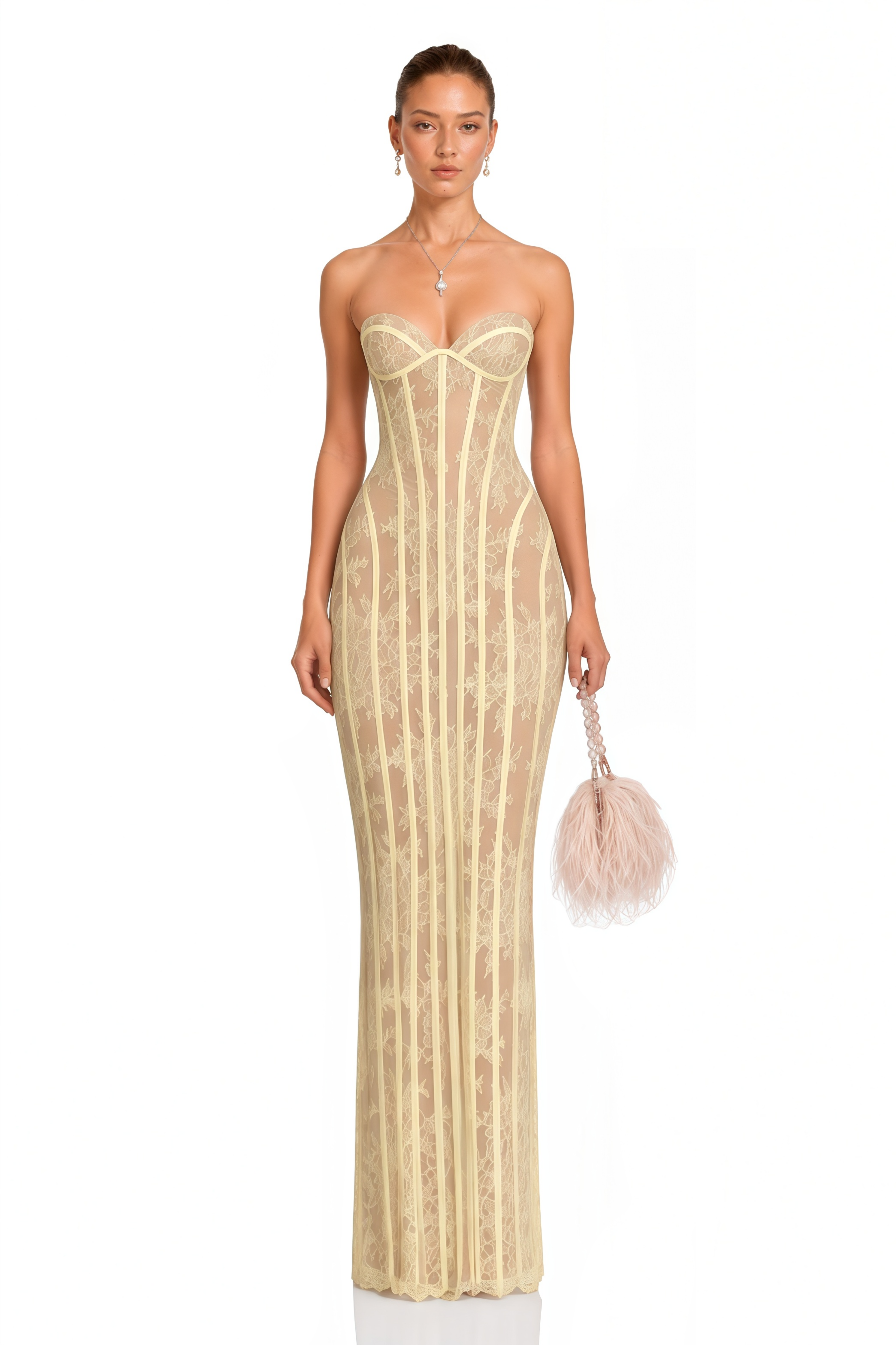 Urszula Yellow Floral Lace Corset Maxi Dress – Miss Rosier - Women's ...