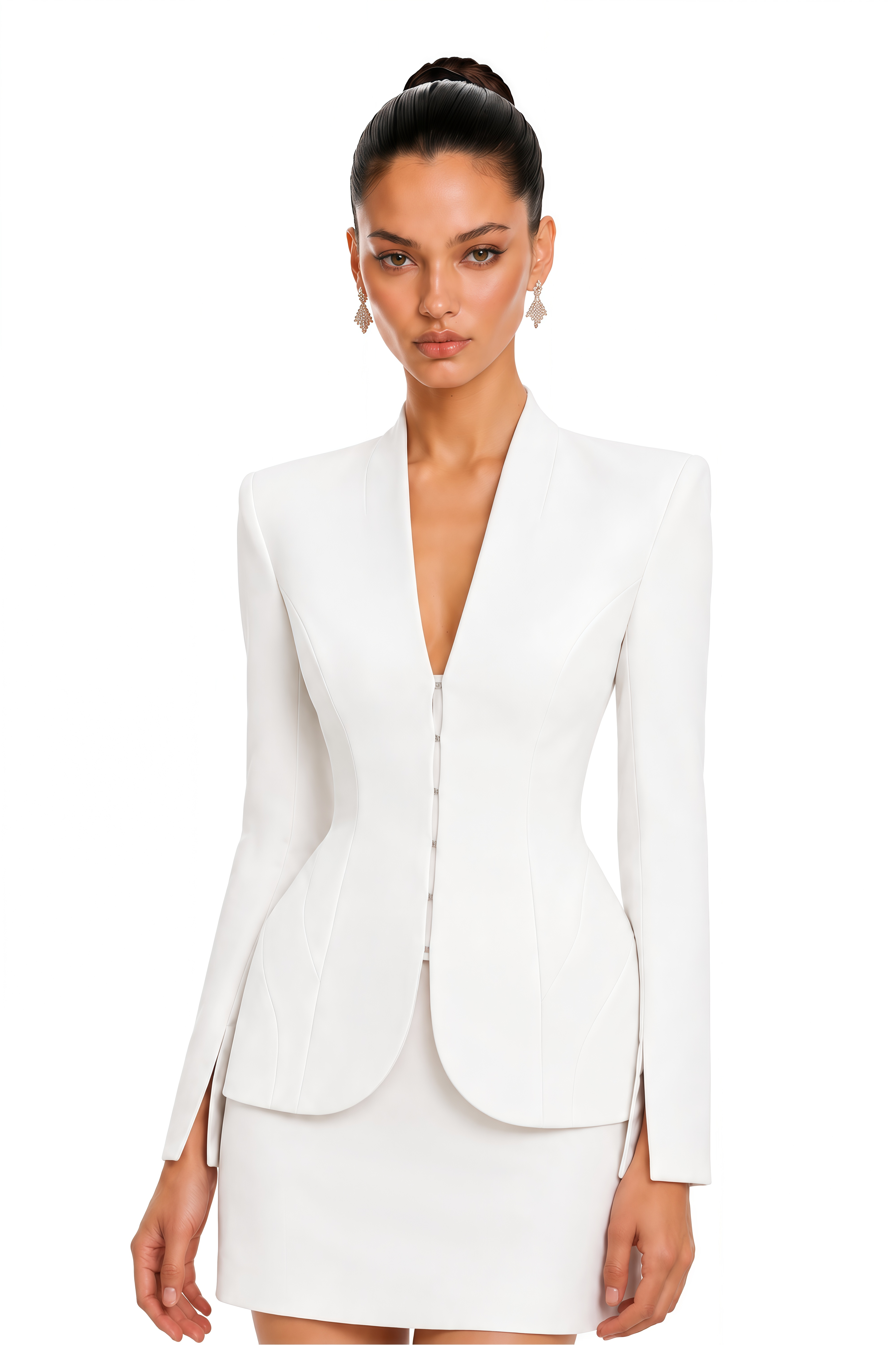 Valencia White Structured Blazer & Mini Skirt Set