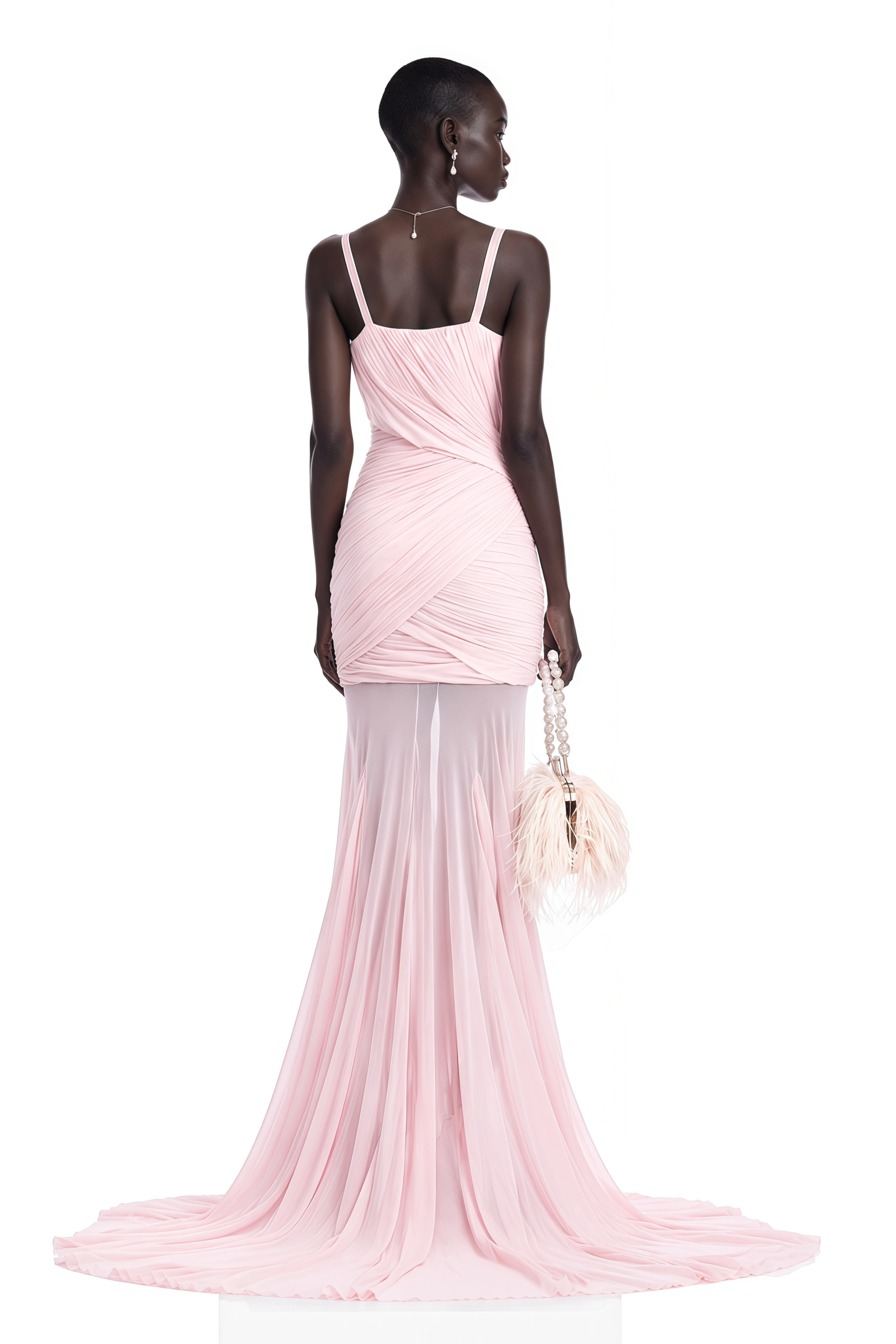 Valentina Pink V-Neck Ruched Maxi Dress