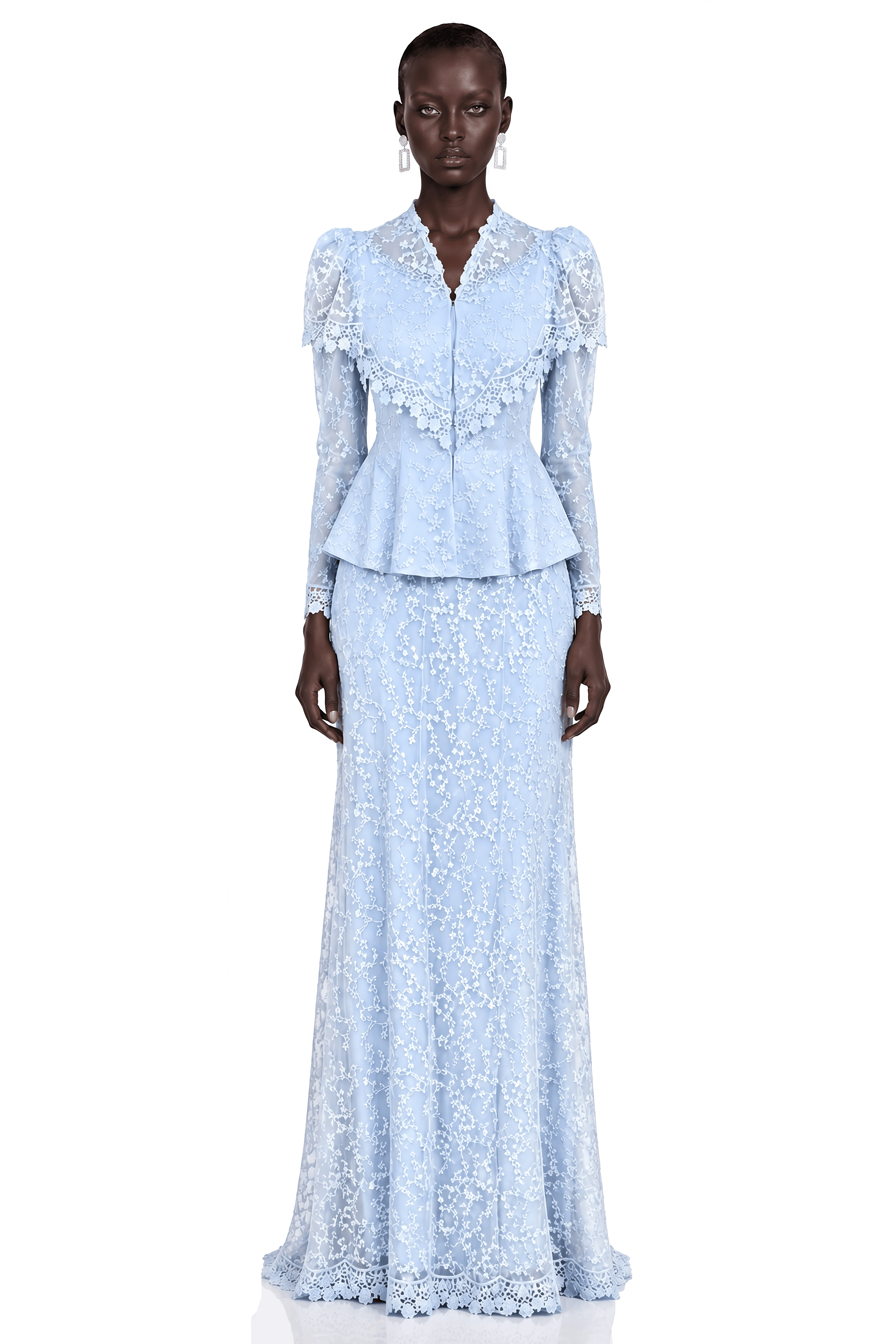 Valerie Blue Puff Sleeve Top & Maxi Skirt Set